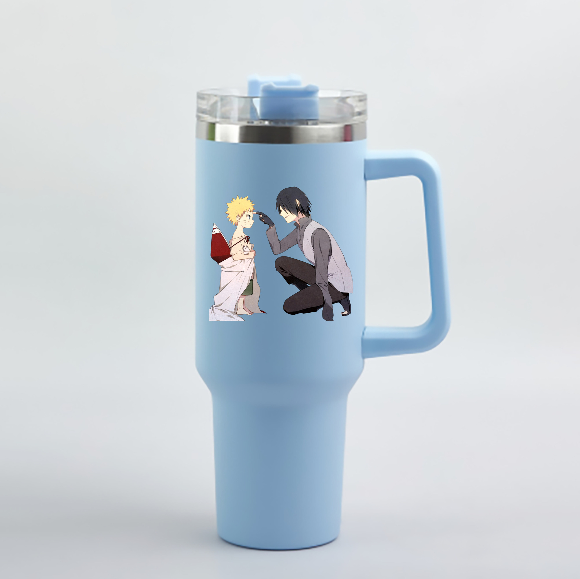 （画像用） NARUTO -ナルト- うちは サスケ Uchiha Sasuke 1200mL車用タンブラー - クリスタルステッカー（プラスチックストロー付き）