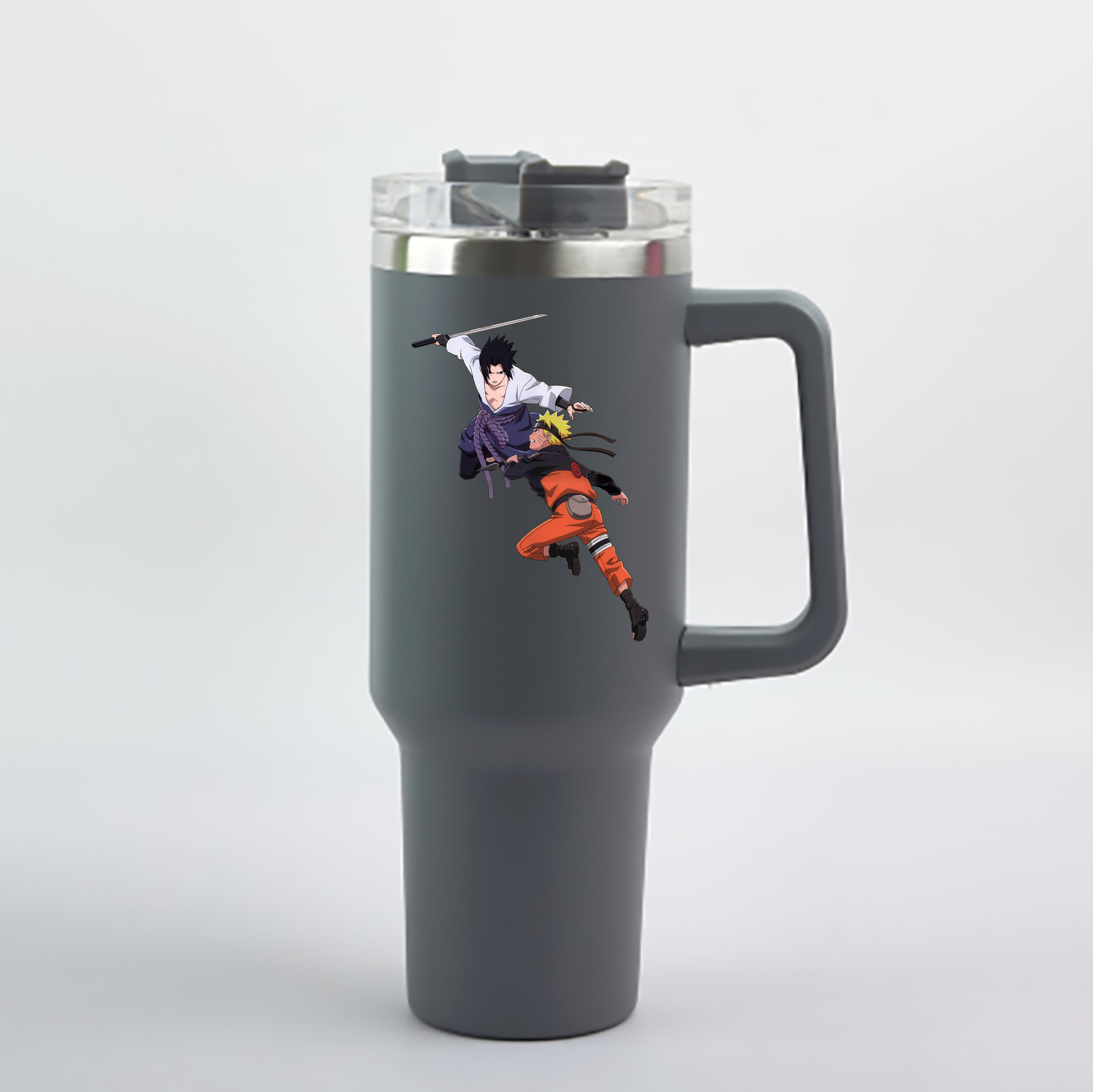 （画像用） NARUTO -ナルト- うちは サスケ Uchiha Sasuke 1200mL車用タンブラー - クリスタルステッカー（プラスチックストロー付き）