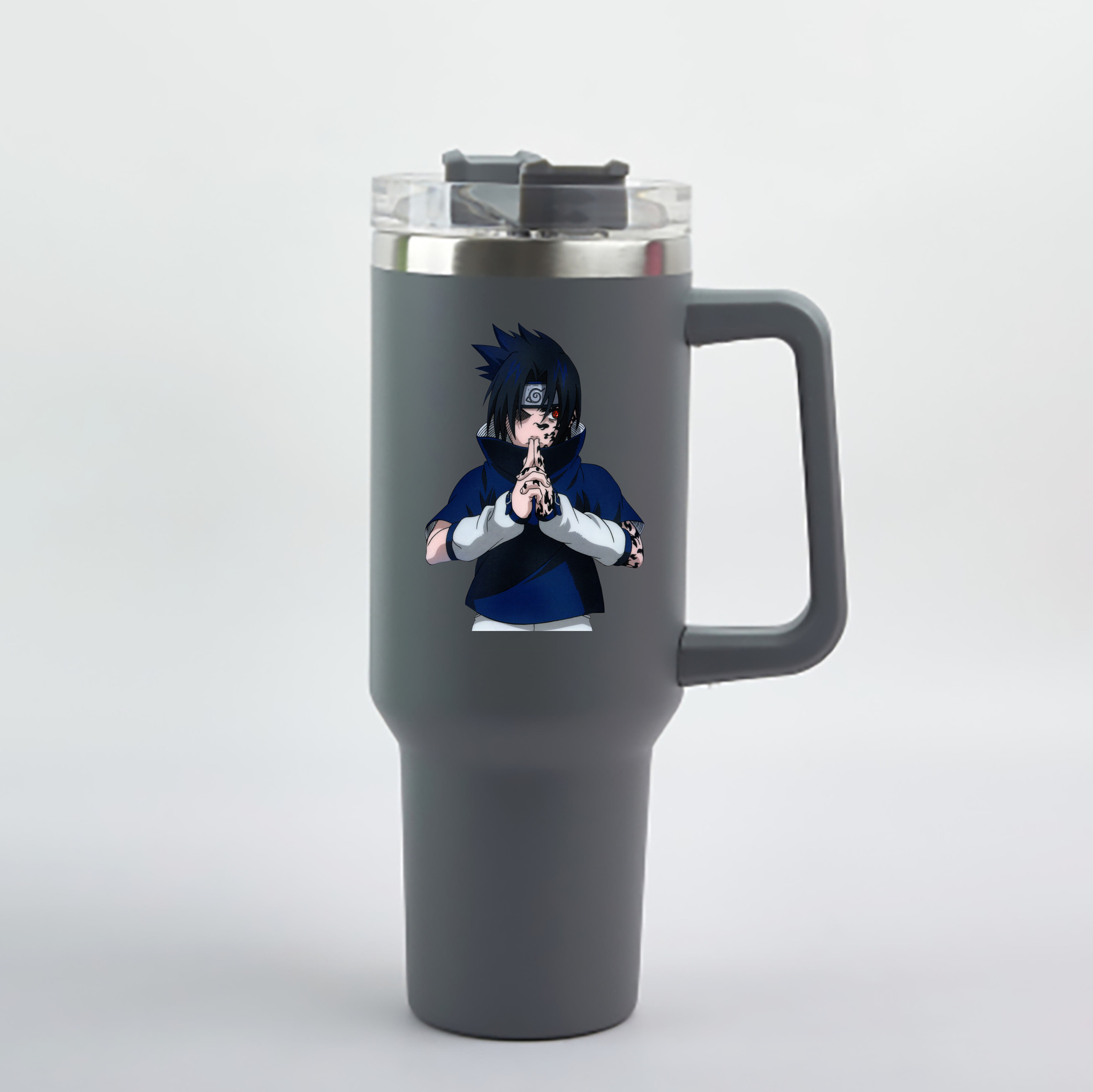 （画像用） NARUTO -ナルト- うちは サスケ Uchiha Sasuke 1200mL車用タンブラー - クリスタルステッカー（プラスチックストロー付き）
