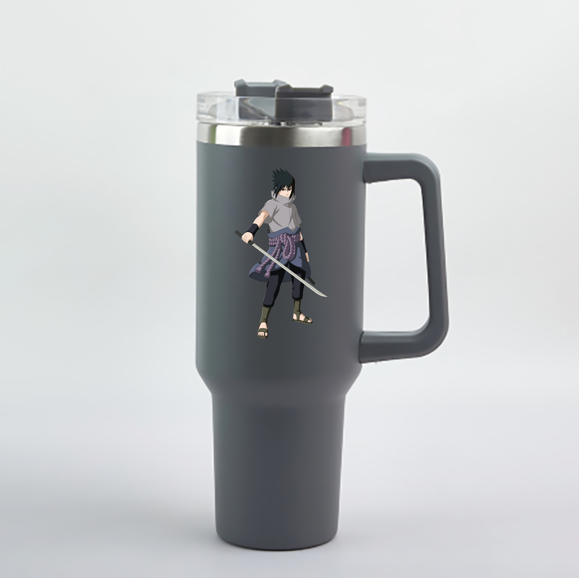 （画像用） NARUTO -ナルト- うちは サスケ Uchiha Sasuke 1200mL車用タンブラー - クリスタルステッカー（プラスチックストロー付き）
