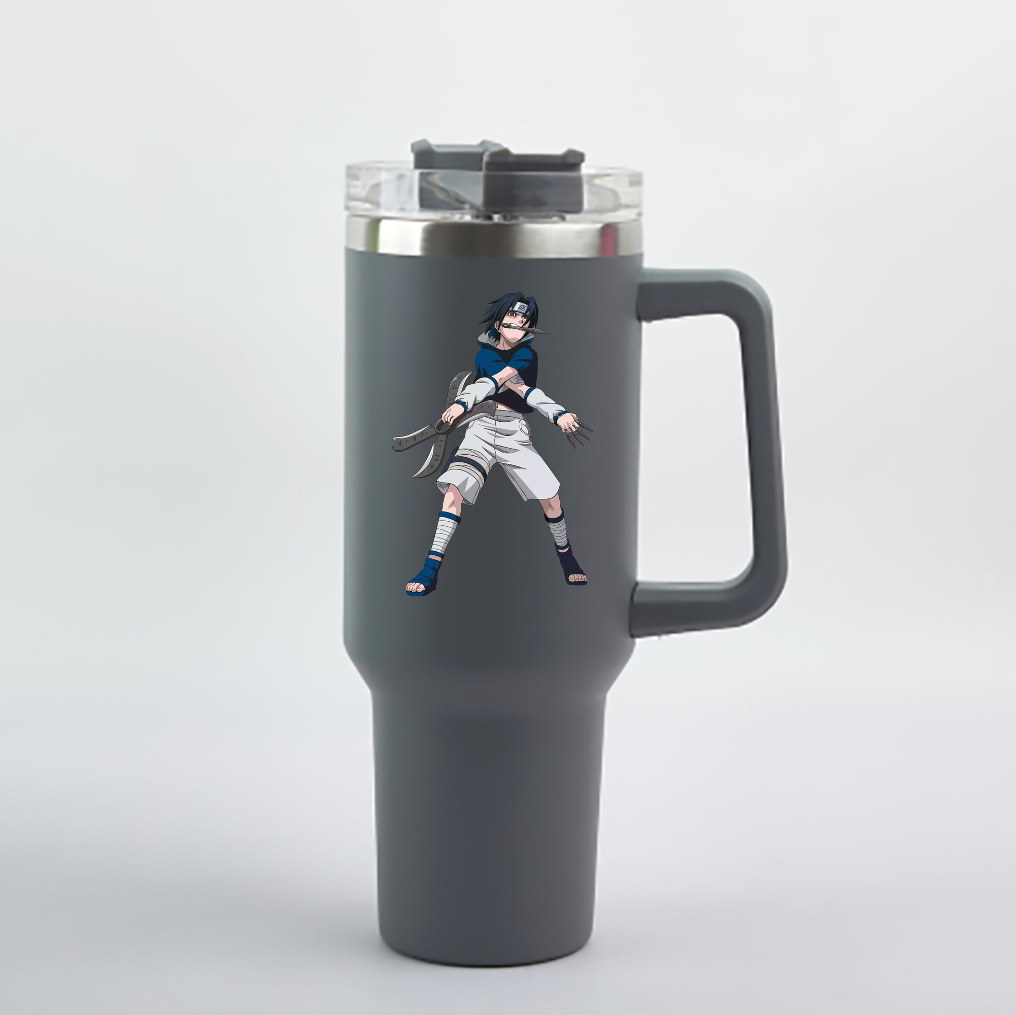 （画像用） NARUTO -ナルト- うちは サスケ Uchiha Sasuke 1200mL車用タンブラー - クリスタルステッカー（プラスチックストロー付き）