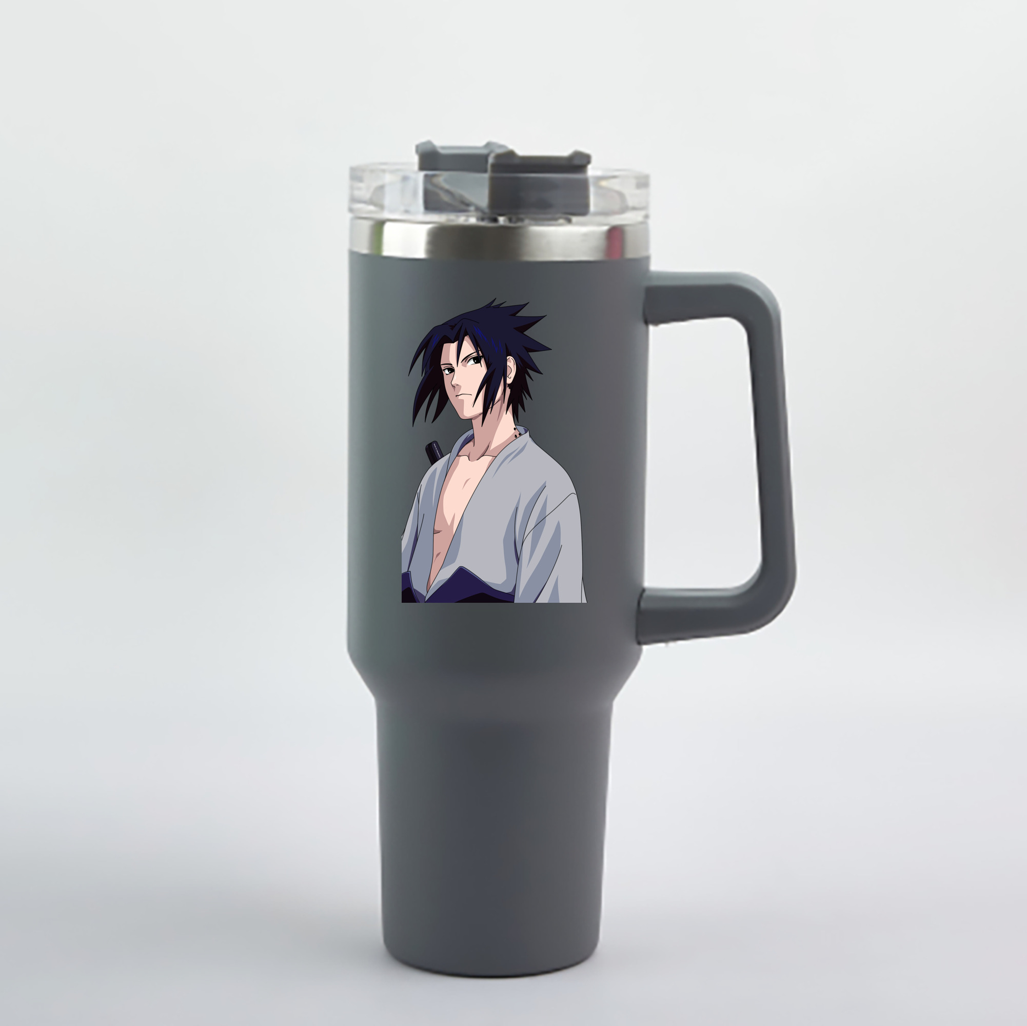（画像用） NARUTO -ナルト- うちは サスケ Uchiha Sasuke 1200mL車用タンブラー - クリスタルステッカー（プラスチックストロー付き）