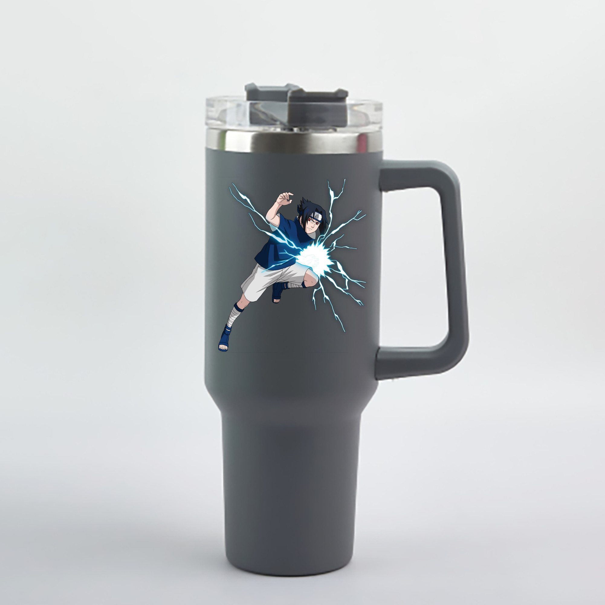 （画像用） NARUTO -ナルト- うちは サスケ Uchiha Sasuke 1200mL車用タンブラー - クリスタルステッカー（プラスチックストロー付き）