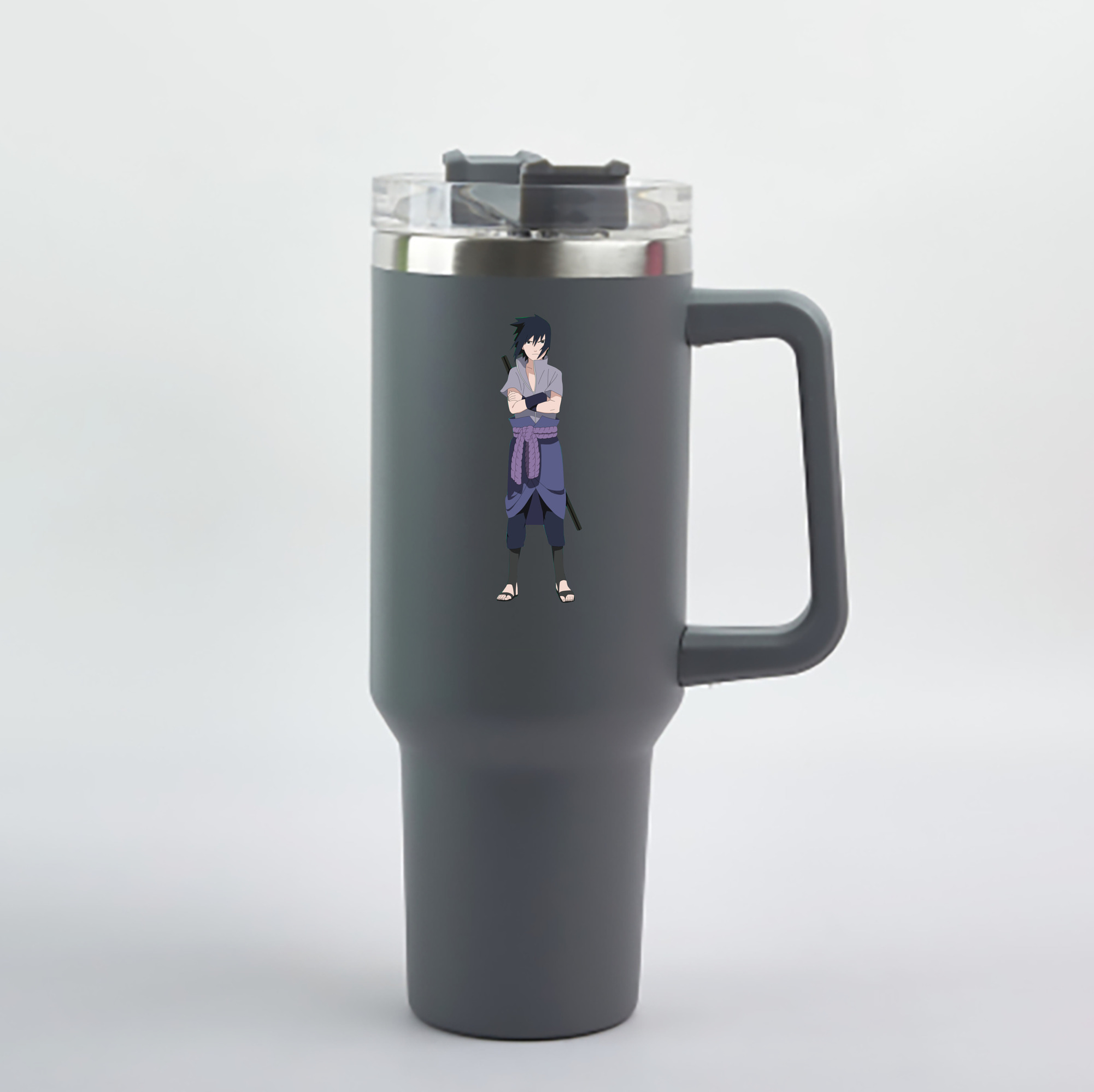 （画像用） NARUTO -ナルト- うちは サスケ Uchiha Sasuke 1200mL車用タンブラー - クリスタルステッカー（プラスチックストロー付き）