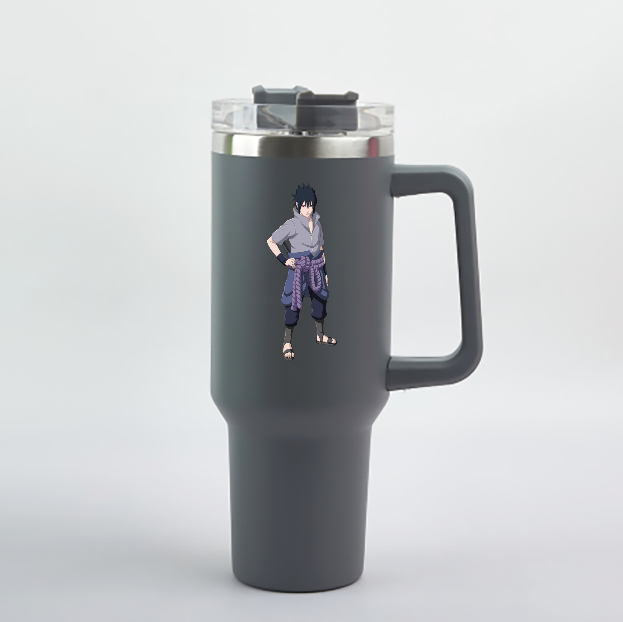 （画像用） NARUTO -ナルト- うちは サスケ Uchiha Sasuke 1200mL車用タンブラー - クリスタルステッカー（プラスチックストロー付き）