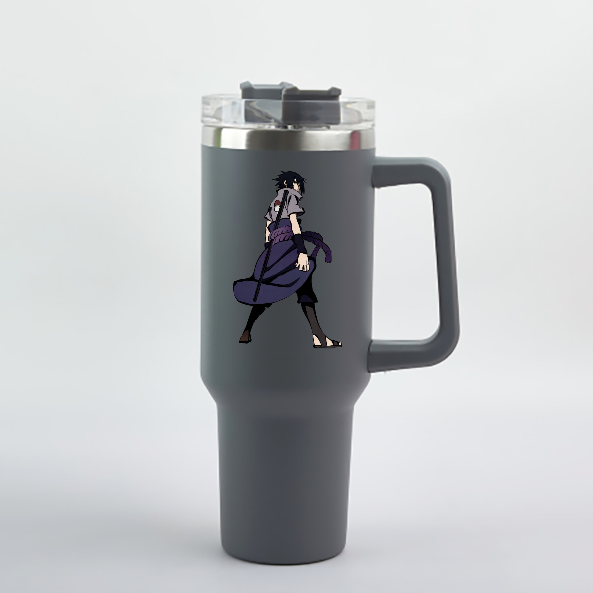 （画像用） NARUTO -ナルト- うちは サスケ Uchiha Sasuke 1200mL車用タンブラー - クリスタルステッカー（プラスチックストロー付き）