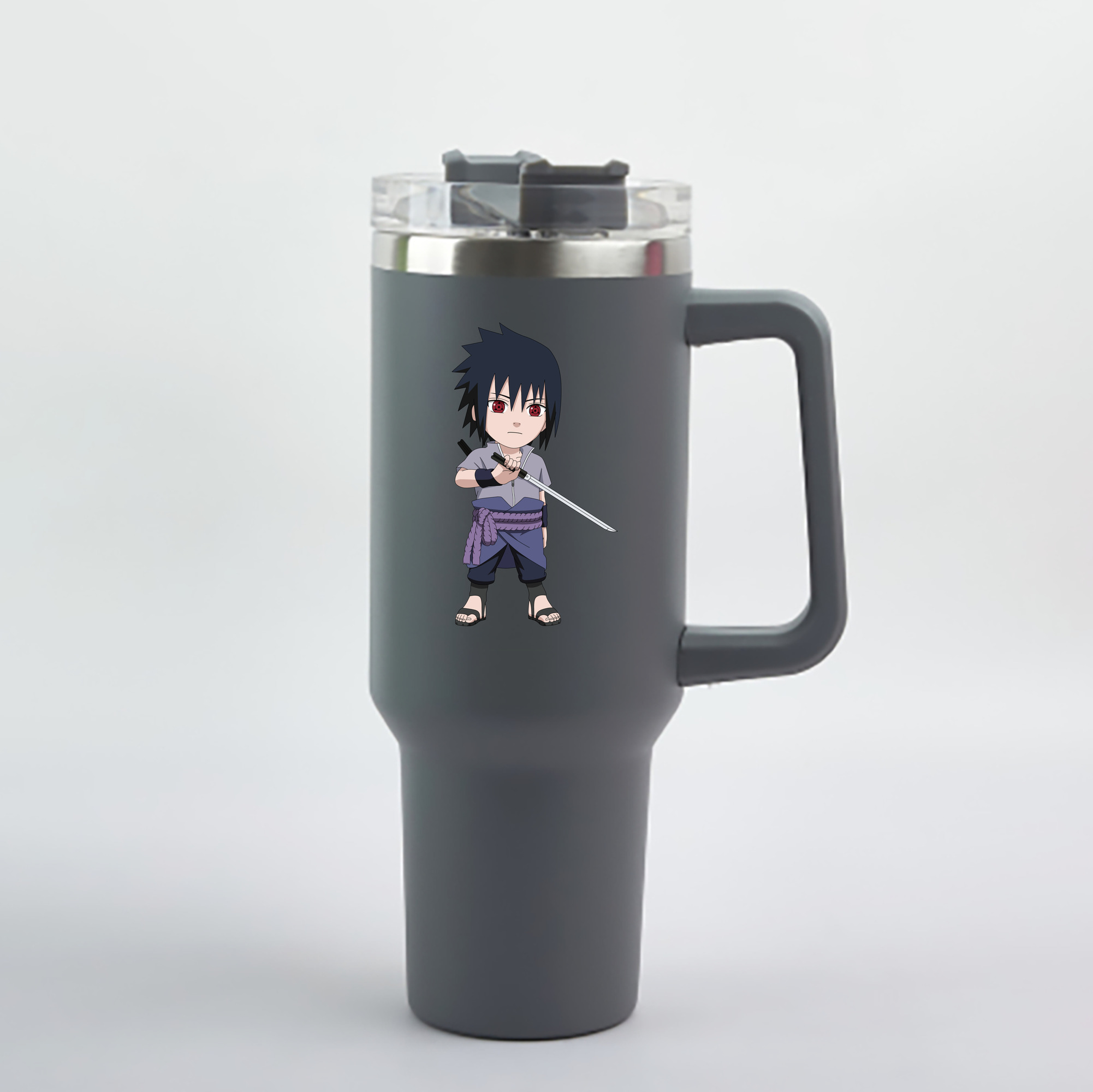 （画像用） NARUTO -ナルト- うちは サスケ Uchiha Sasuke 1200mL車用タンブラー - クリスタルステッカー（プラスチックストロー付き）