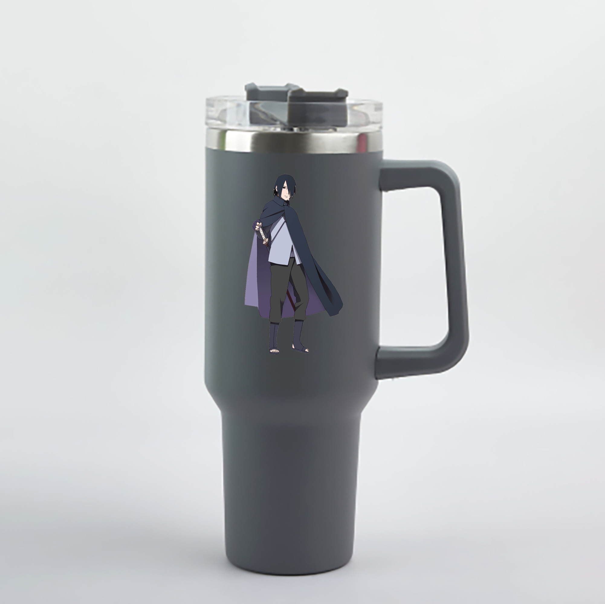 （画像用） NARUTO -ナルト- うちは サスケ Uchiha Sasuke 1200mL車用タンブラー - クリスタルステッカー（プラスチックストロー付き）
