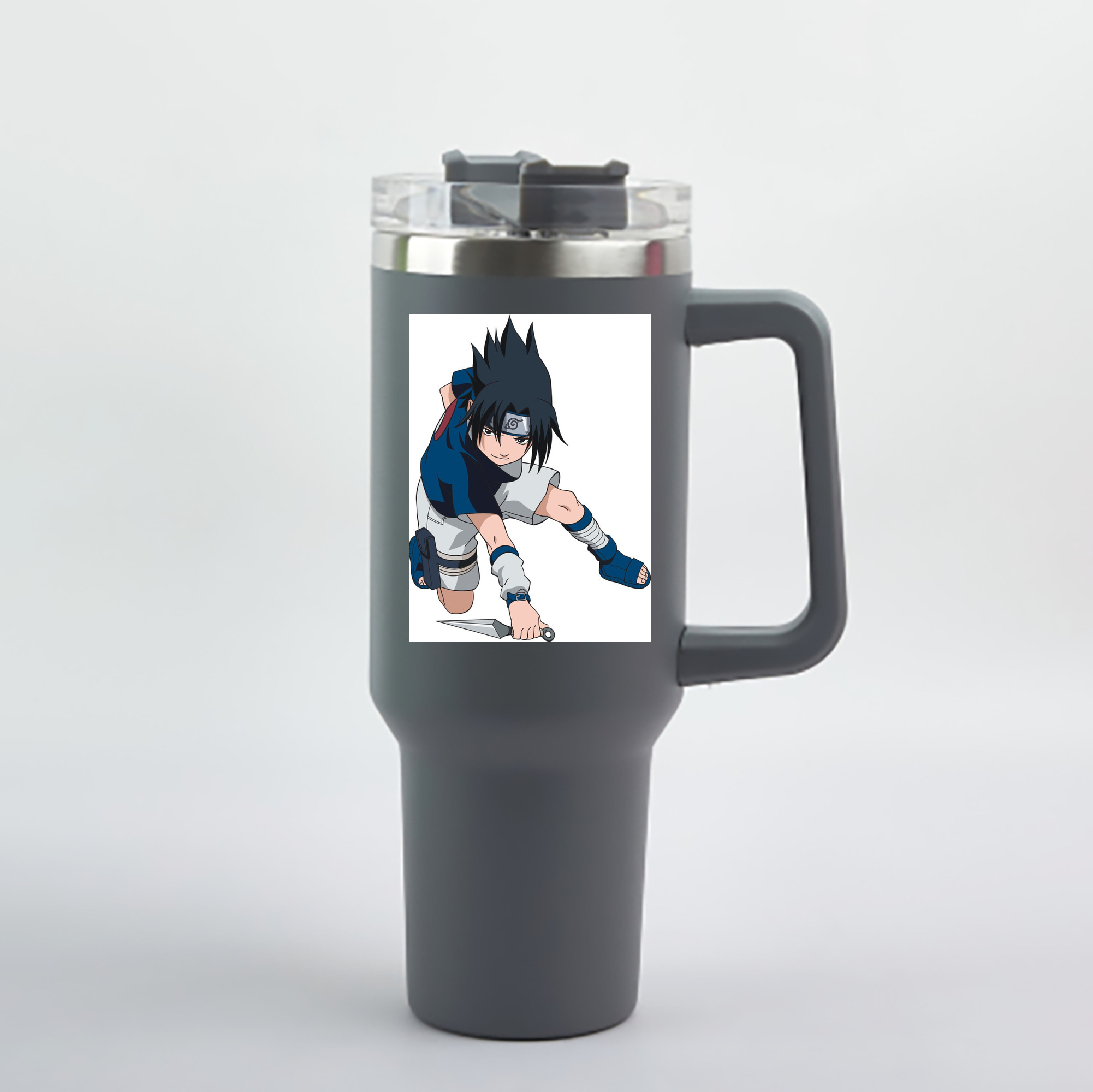 （画像用） NARUTO -ナルト- うちは サスケ Uchiha Sasuke 1200mL車用タンブラー - クリスタルステッカー（プラスチックストロー付き）