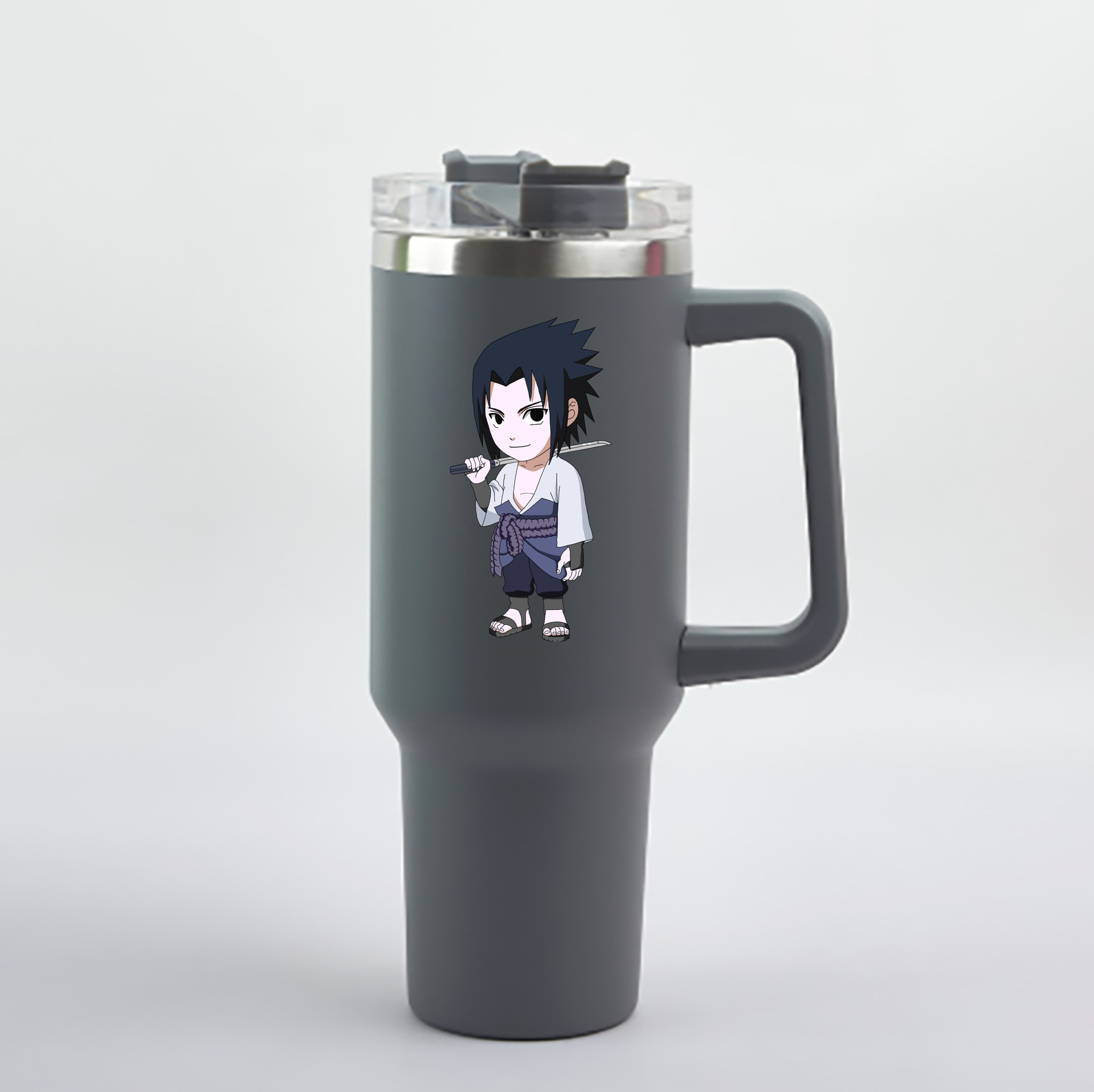 （画像用） NARUTO -ナルト- うちは サスケ Uchiha Sasuke 1200mL車用タンブラー - クリスタルステッカー（プラスチックストロー付き）