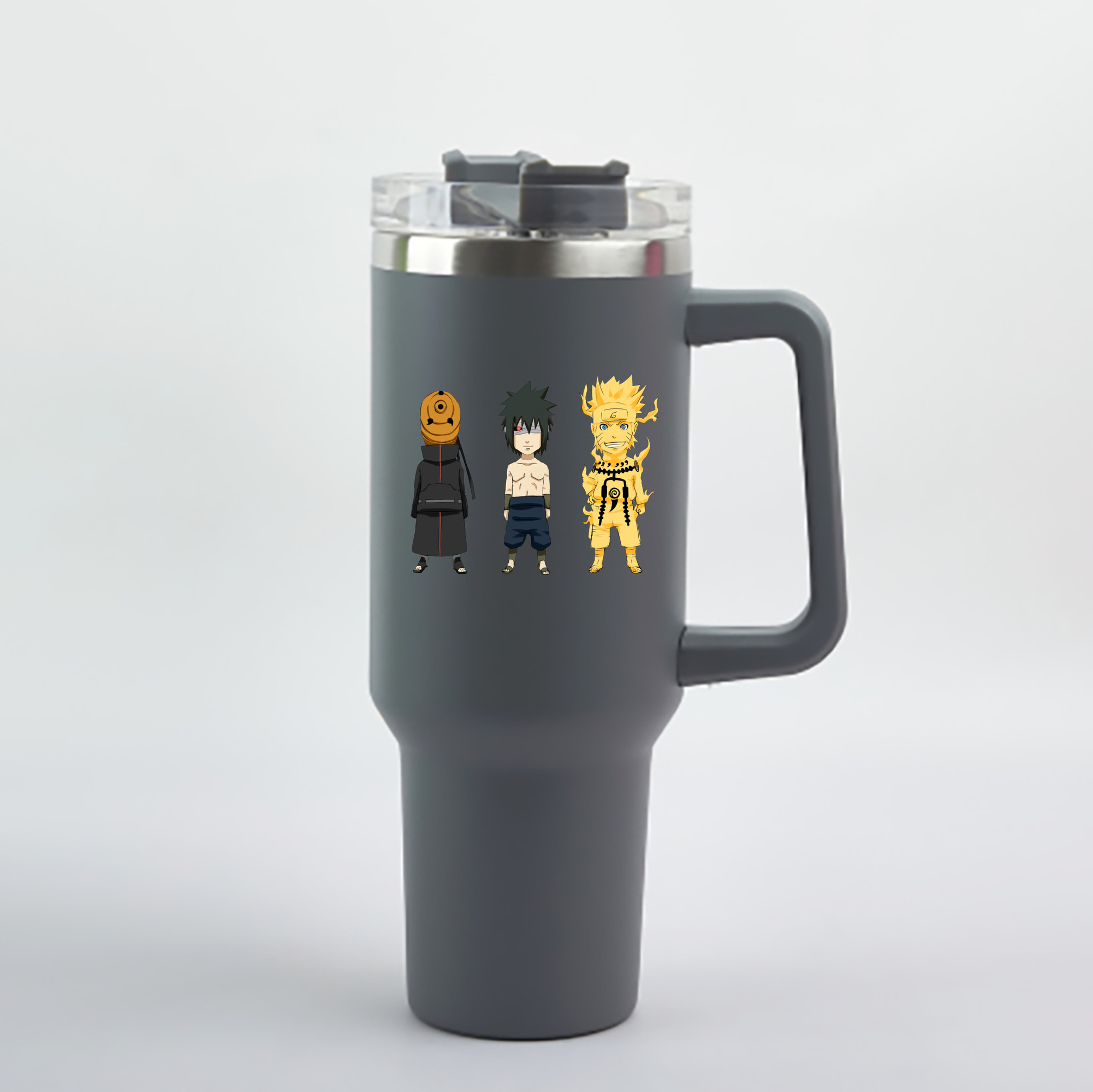 （画像用） NARUTO -ナルト- うちは サスケ Uchiha Sasuke 1200mL車用タンブラー - クリスタルステッカー（プラスチックストロー付き）