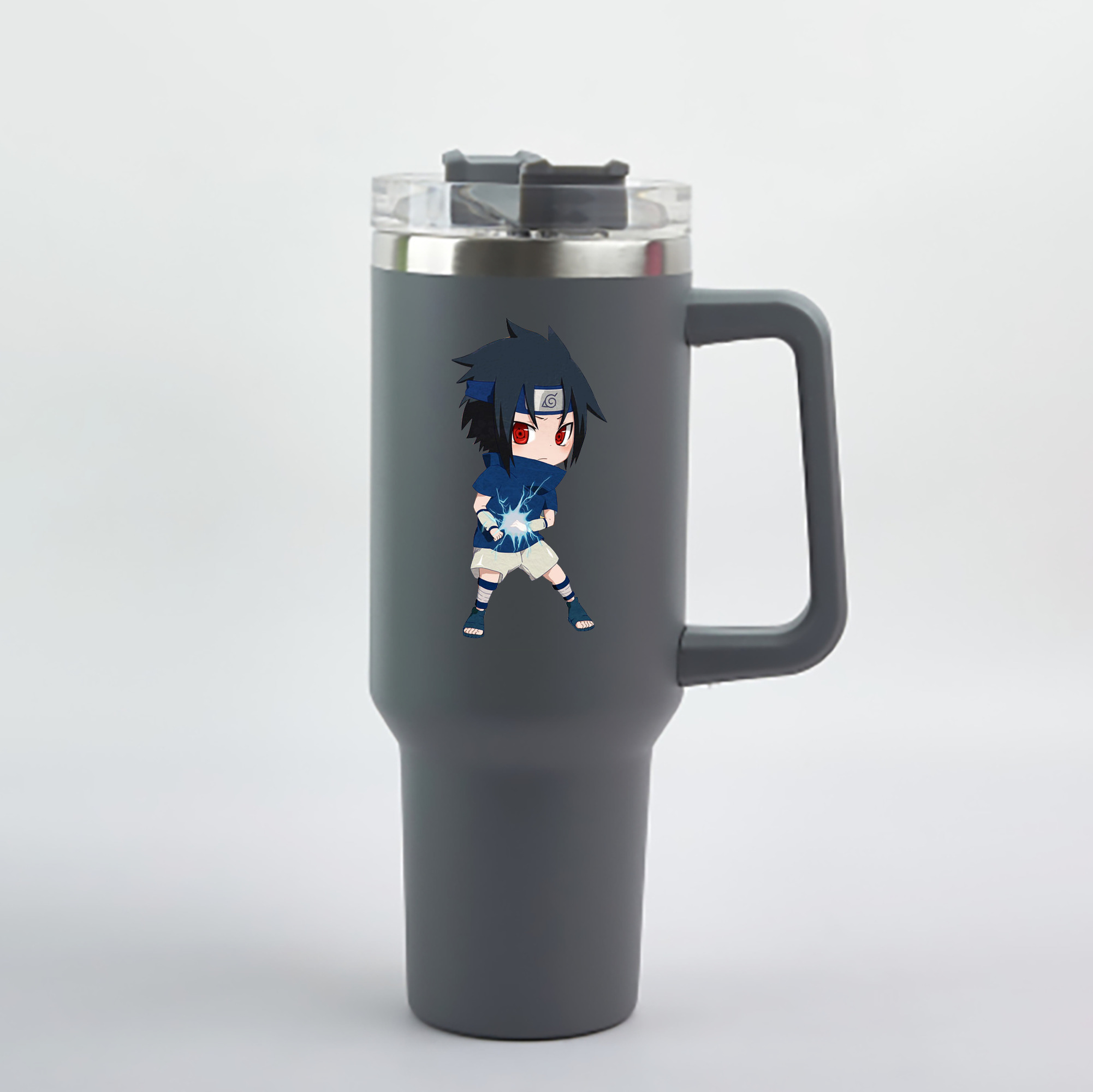 （画像用） NARUTO -ナルト- うちは サスケ Uchiha Sasuke 1200mL車用タンブラー - クリスタルステッカー（プラスチックストロー付き）