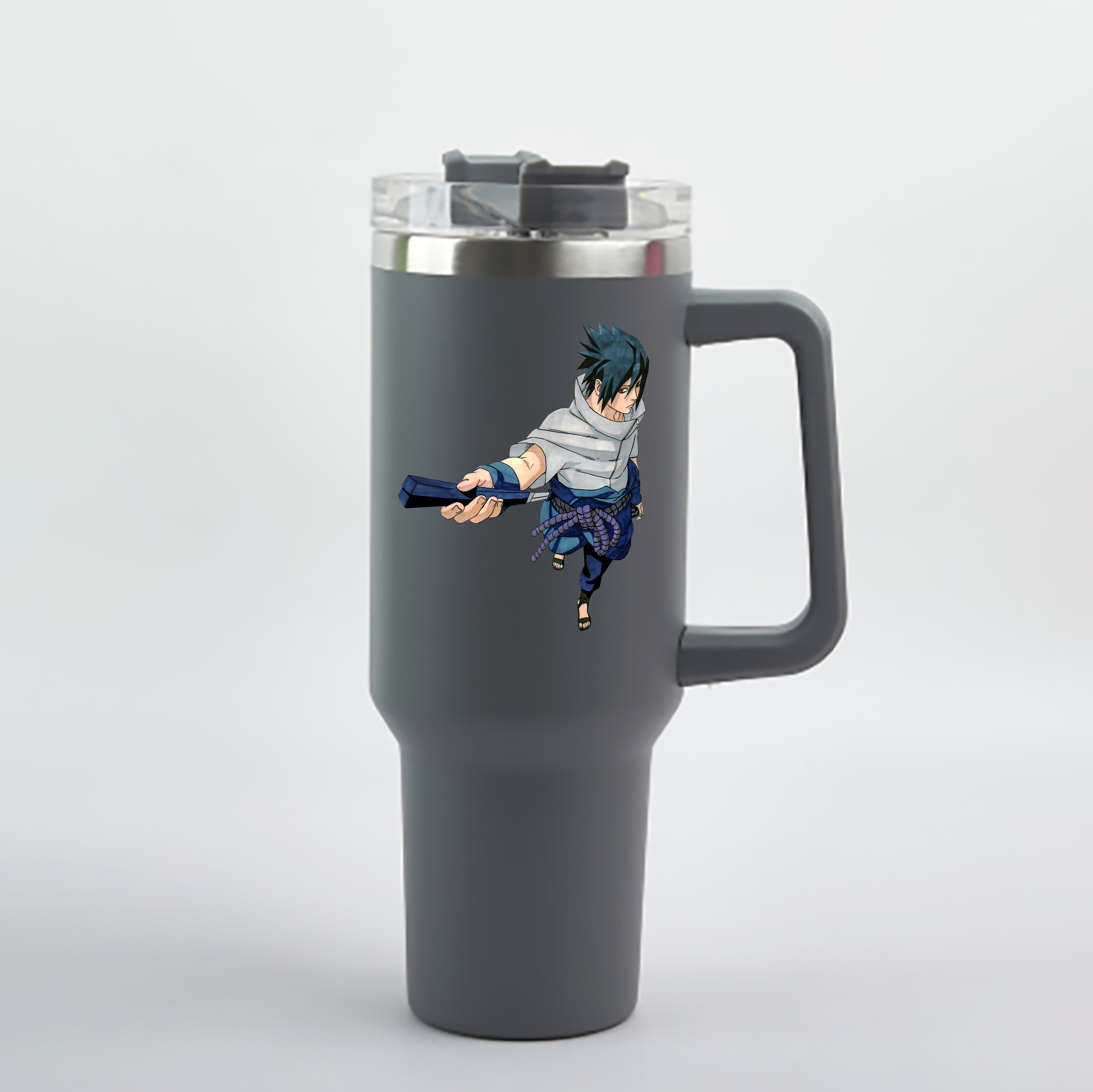 （画像用） NARUTO -ナルト- うちは サスケ Uchiha Sasuke 1200mL車用タンブラー - クリスタルステッカー（プラスチックストロー付き）