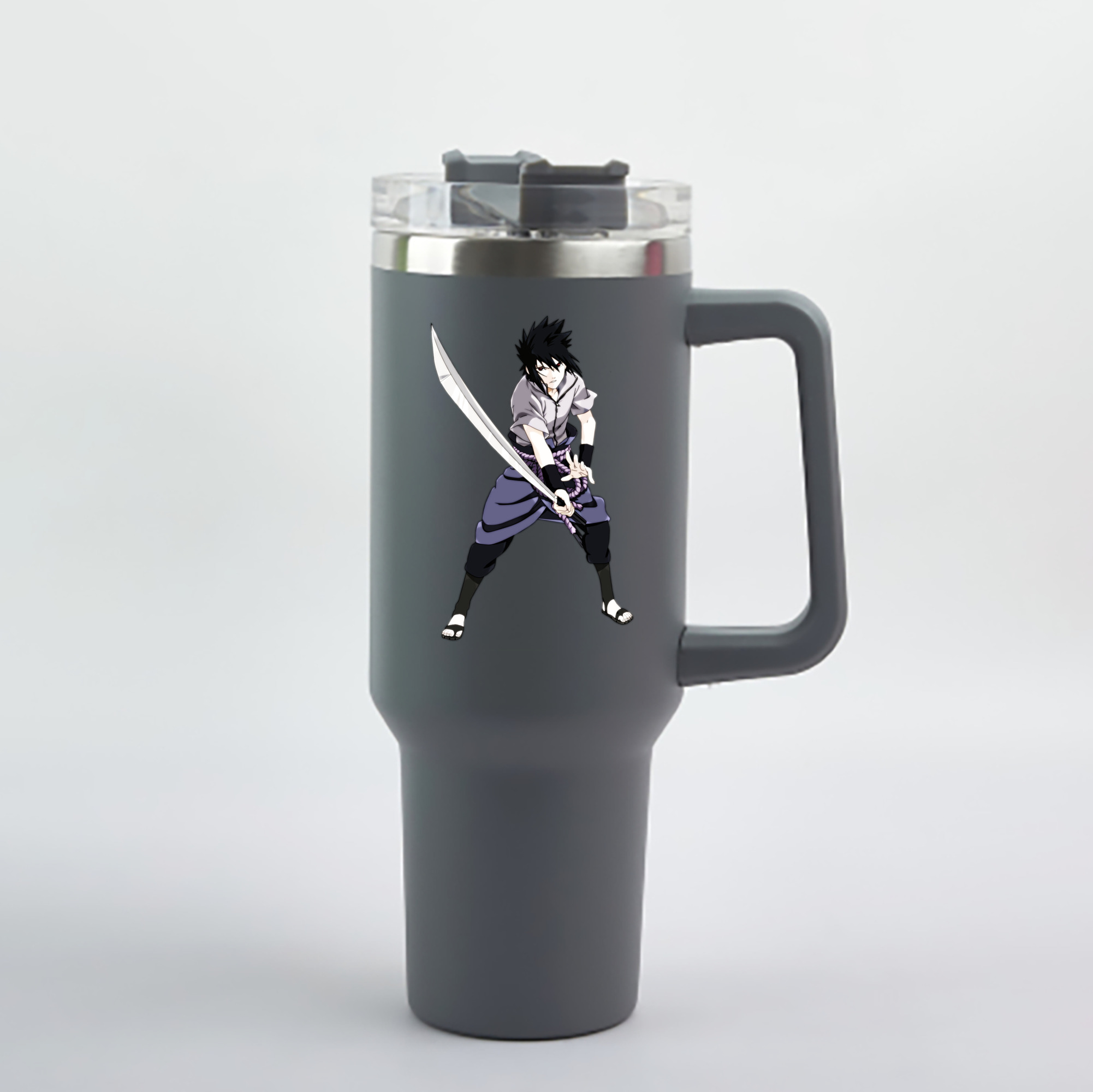 （画像用） NARUTO -ナルト- うちは サスケ Uchiha Sasuke 1200mL車用タンブラー - クリスタルステッカー（プラスチックストロー付き）