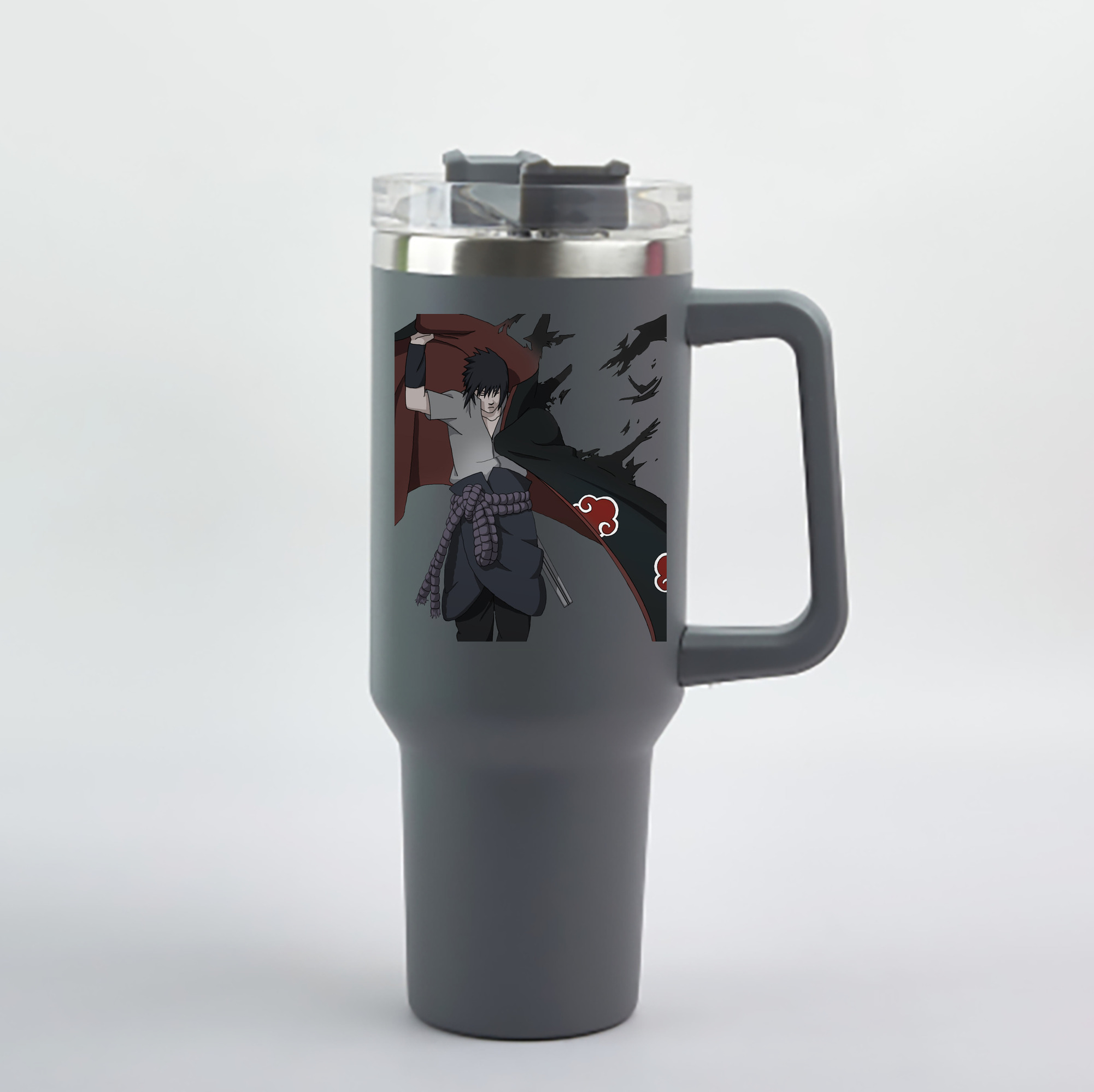 （画像用） NARUTO -ナルト- うちは サスケ Uchiha Sasuke 1200mL車用タンブラー - クリスタルステッカー（プラスチックストロー付き）