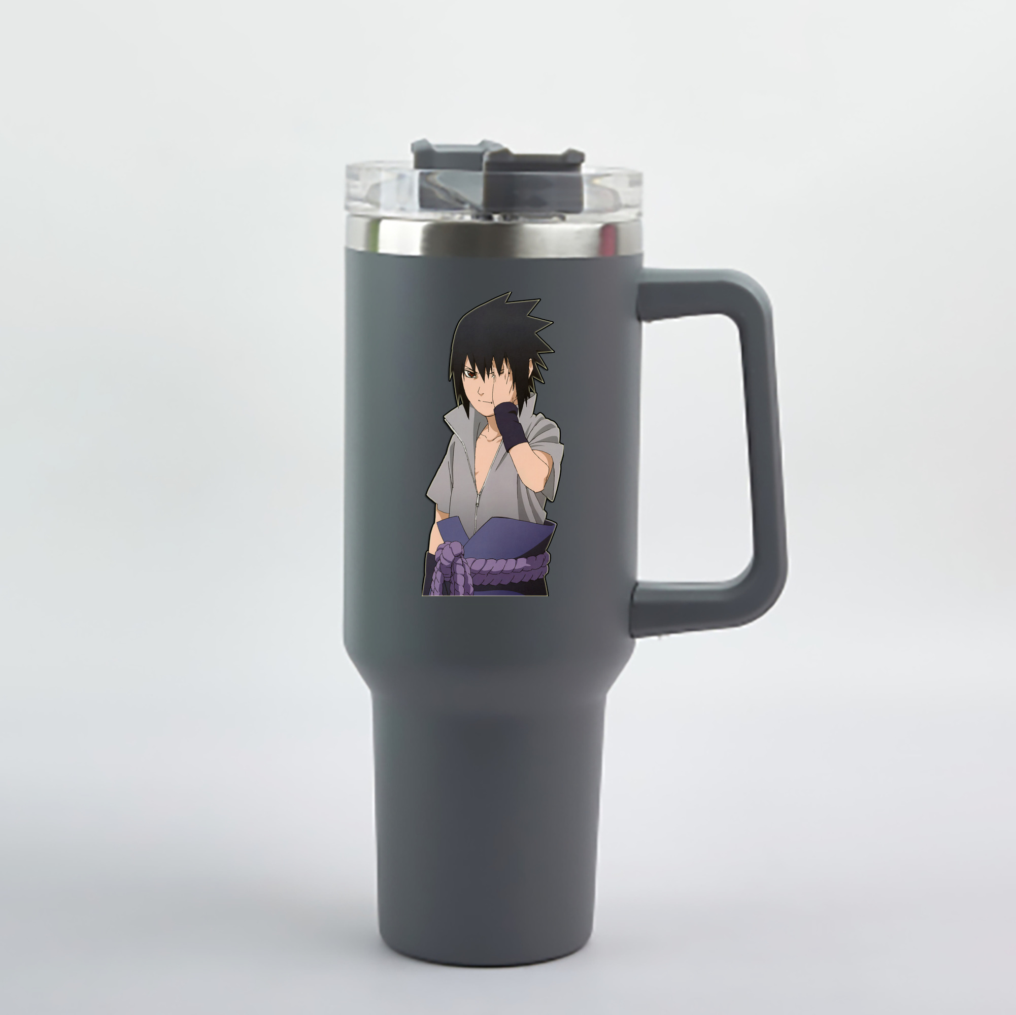 （画像用） NARUTO -ナルト- うちは サスケ Uchiha Sasuke 1200mL車用タンブラー - クリスタルステッカー（プラスチックストロー付き）