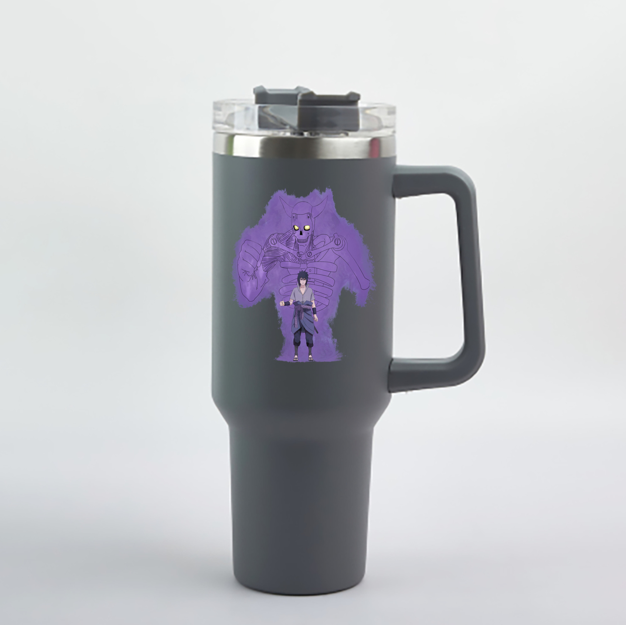 （画像用） NARUTO -ナルト- うちは サスケ Uchiha Sasuke 1200mL車用タンブラー - クリスタルステッカー（プラスチックストロー付き）