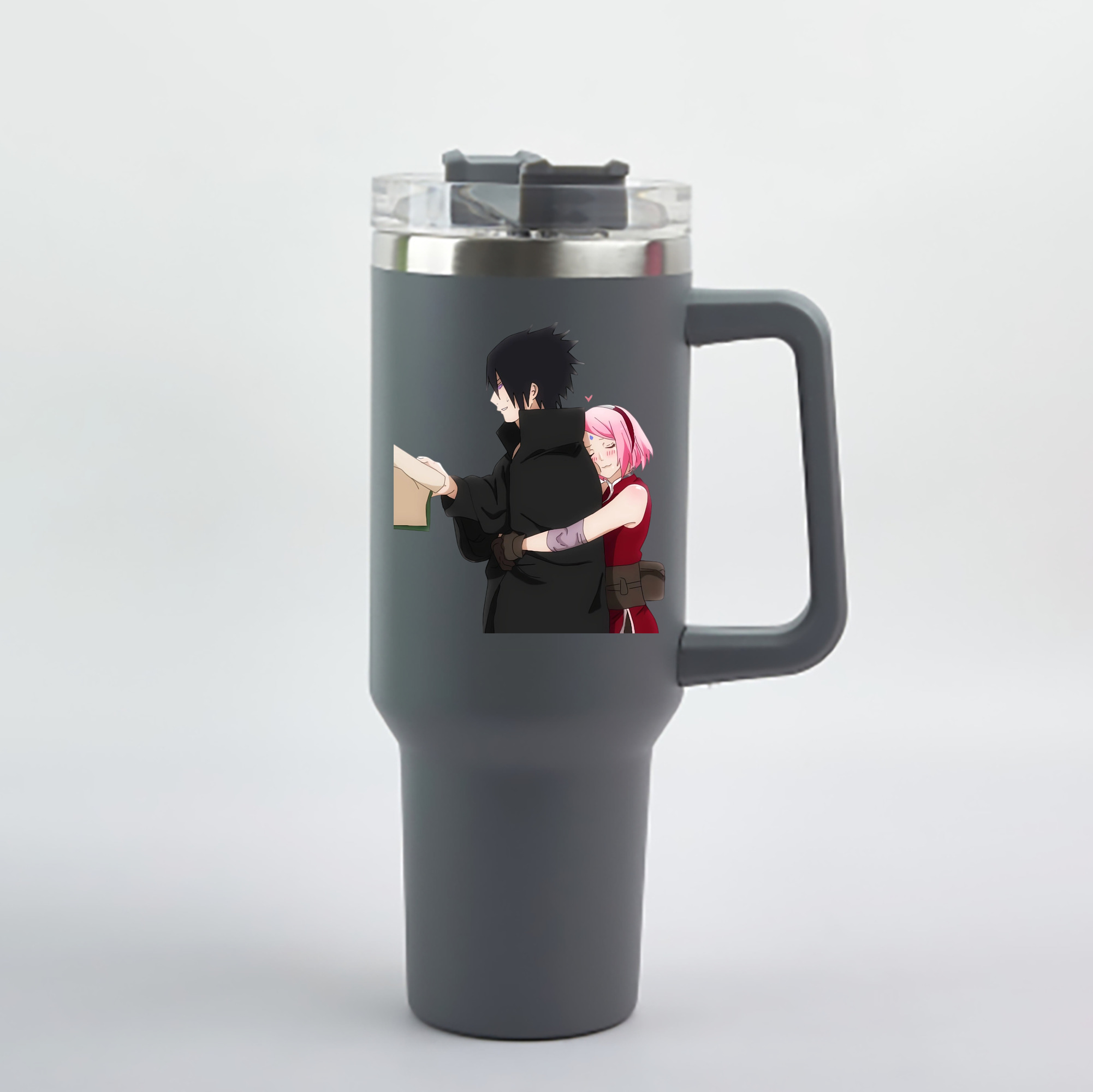 （画像用） NARUTO -ナルト- うちは サスケ Uchiha Sasuke 1200mL車用タンブラー - クリスタルステッカー（プラスチックストロー付き）