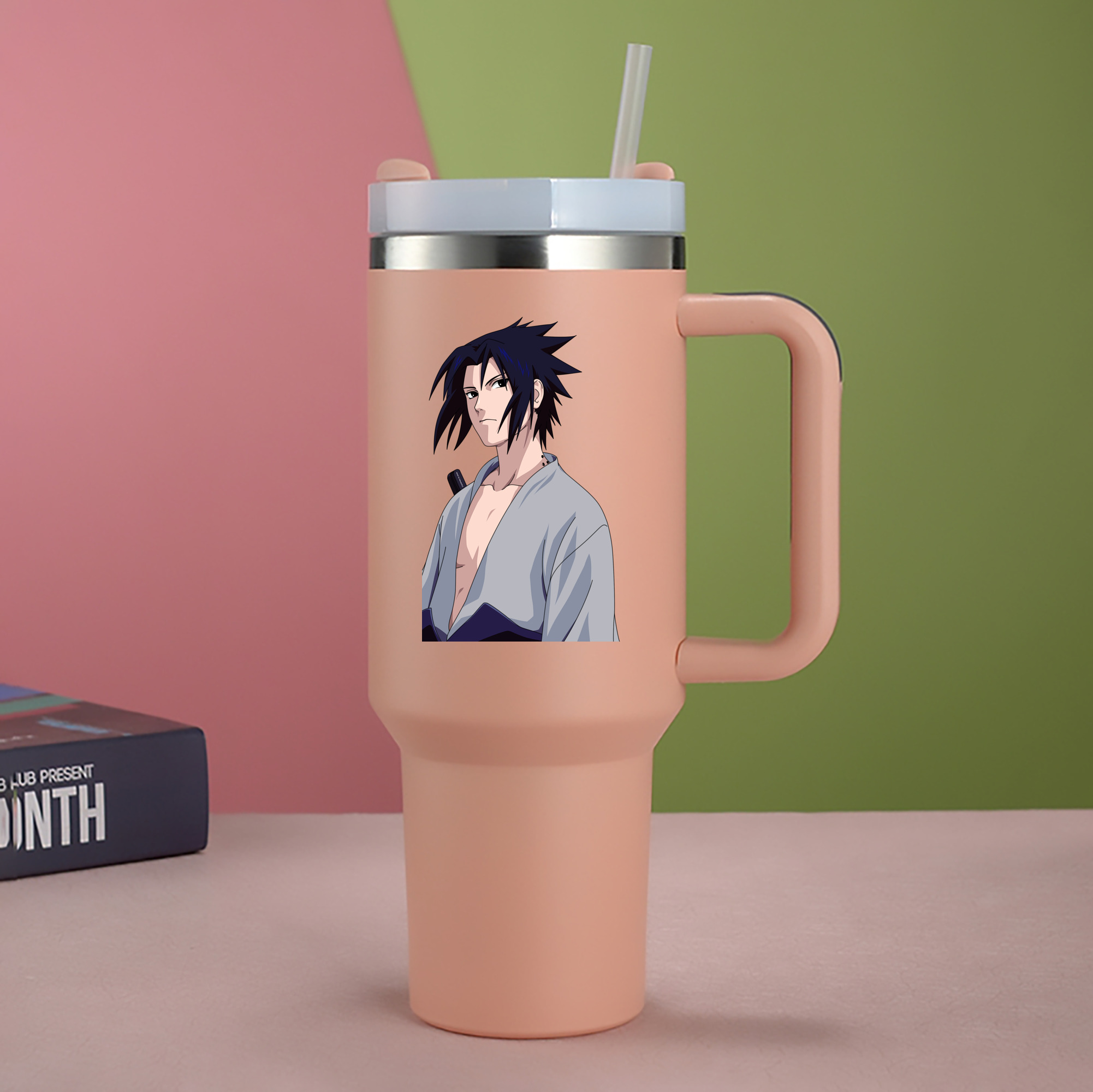 （画像用） NARUTO -ナルト- うちは サスケ Uchiha Sasuke 1200mL車用タンブラー - クリスタルステッカー（プラスチックストロー付き）