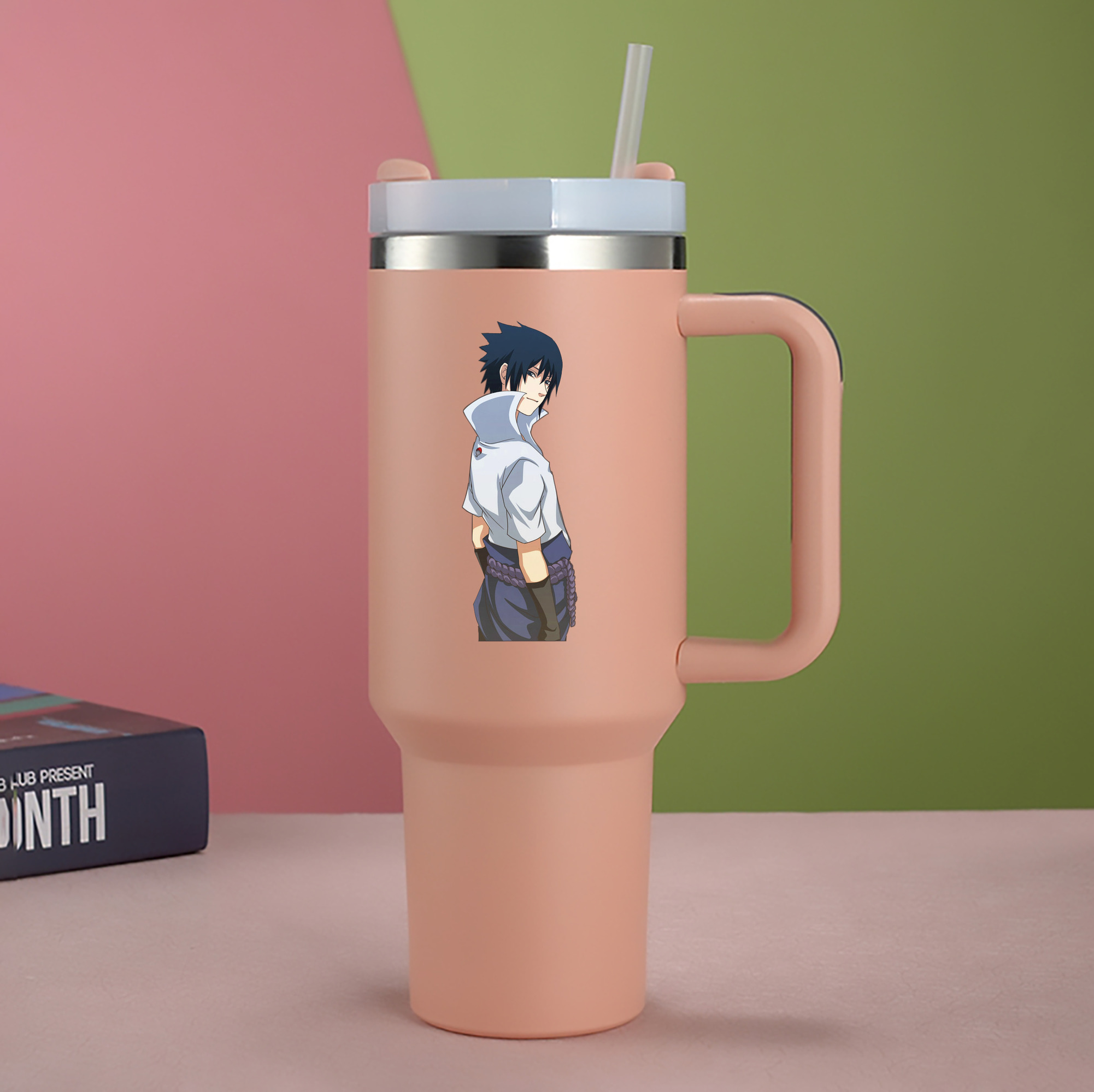 （画像用） NARUTO -ナルト- うちは サスケ Uchiha Sasuke 1200mL車用タンブラー - クリスタルステッカー（プラスチックストロー付き）