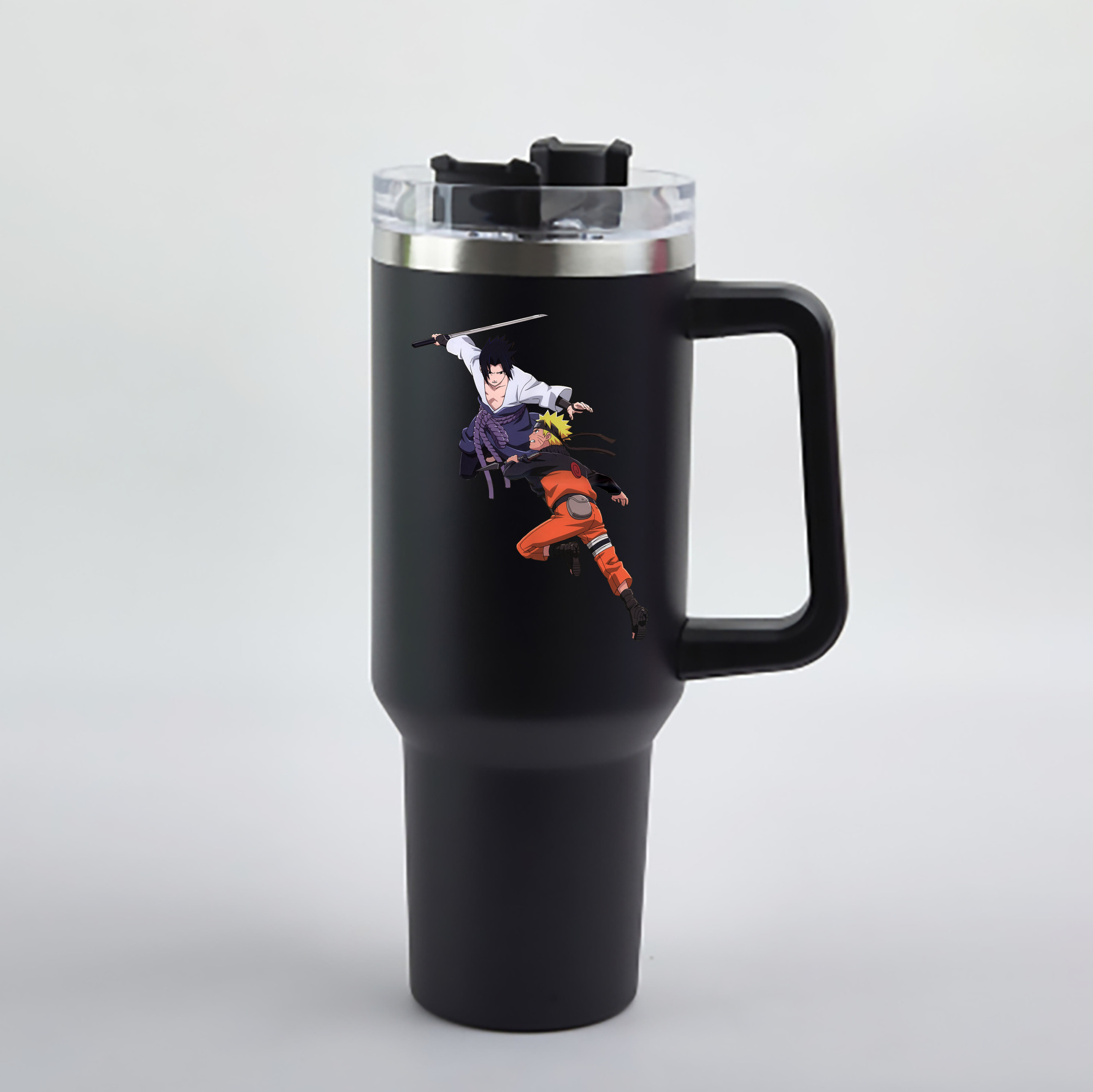 （画像用） NARUTO -ナルト- うちは サスケ Uchiha Sasuke 1200mL車用タンブラー - クリスタルステッカー（プラスチックストロー付き）