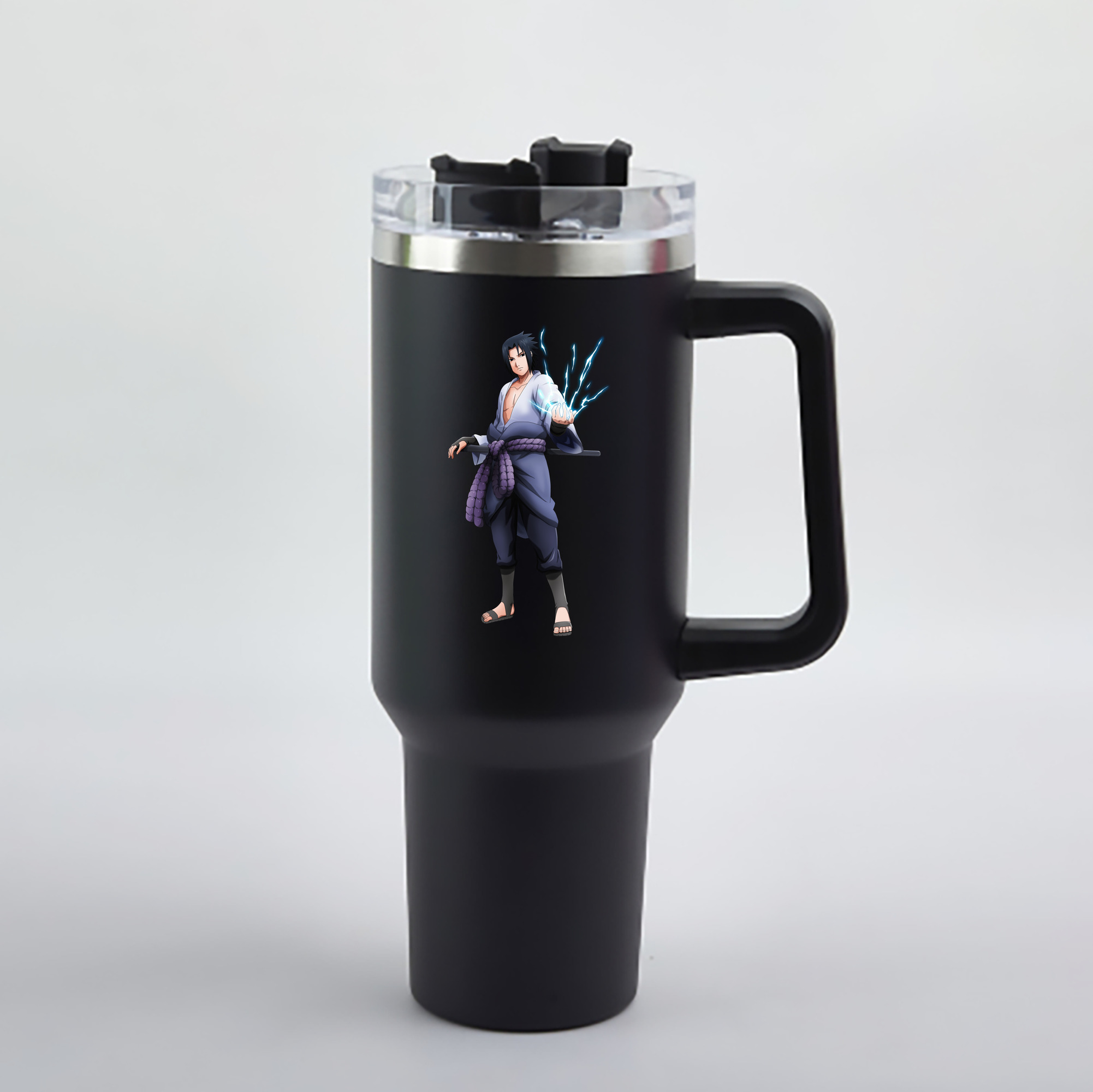 （画像用） NARUTO -ナルト- うちは サスケ Uchiha Sasuke 1200mL車用タンブラー - クリスタルステッカー（プラスチックストロー付き）