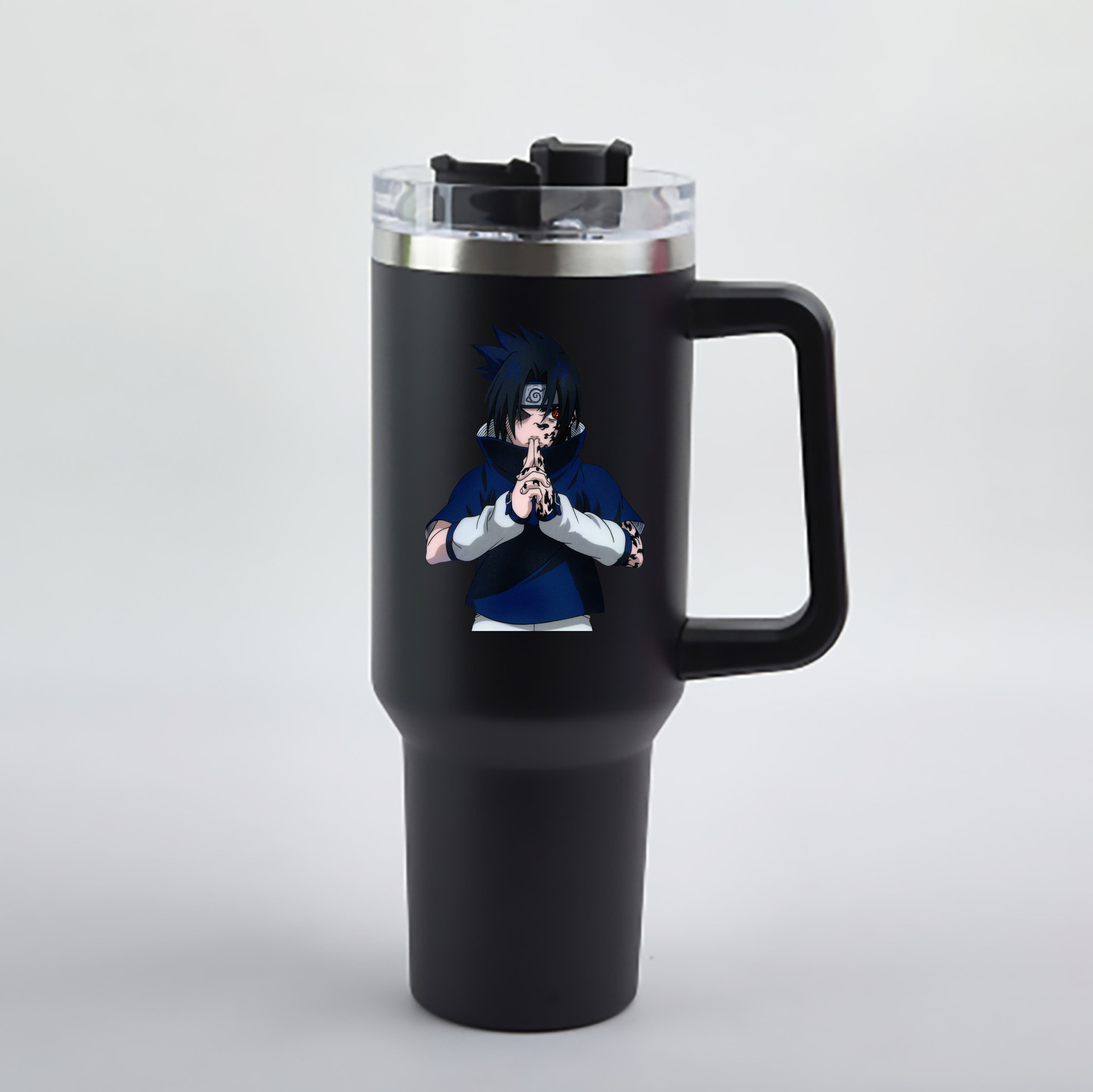 （画像用） NARUTO -ナルト- うちは サスケ Uchiha Sasuke 1200mL車用タンブラー - クリスタルステッカー（プラスチックストロー付き）