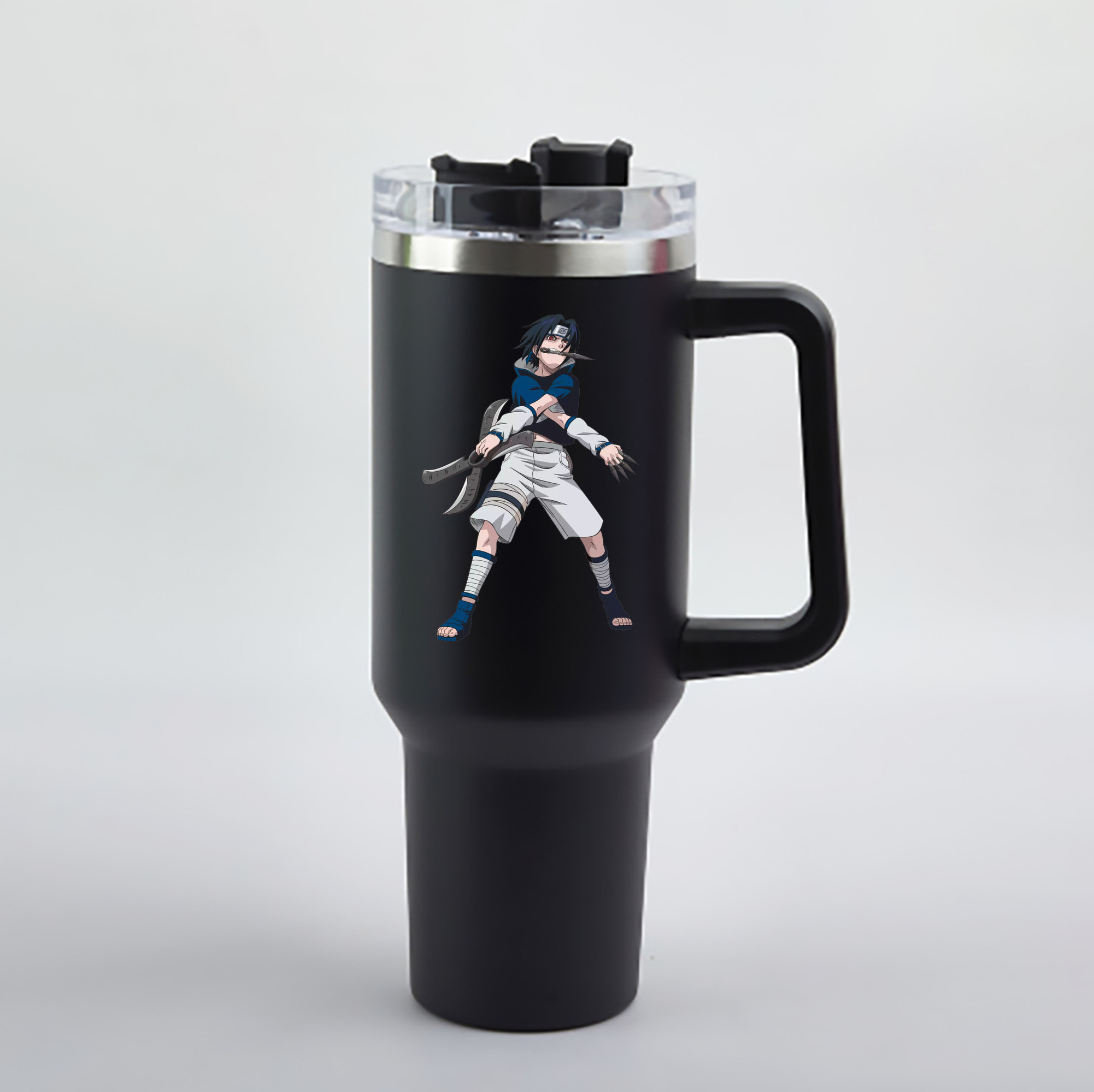 （画像用） NARUTO -ナルト- うちは サスケ Uchiha Sasuke 1200mL車用タンブラー - クリスタルステッカー（プラスチックストロー付き）