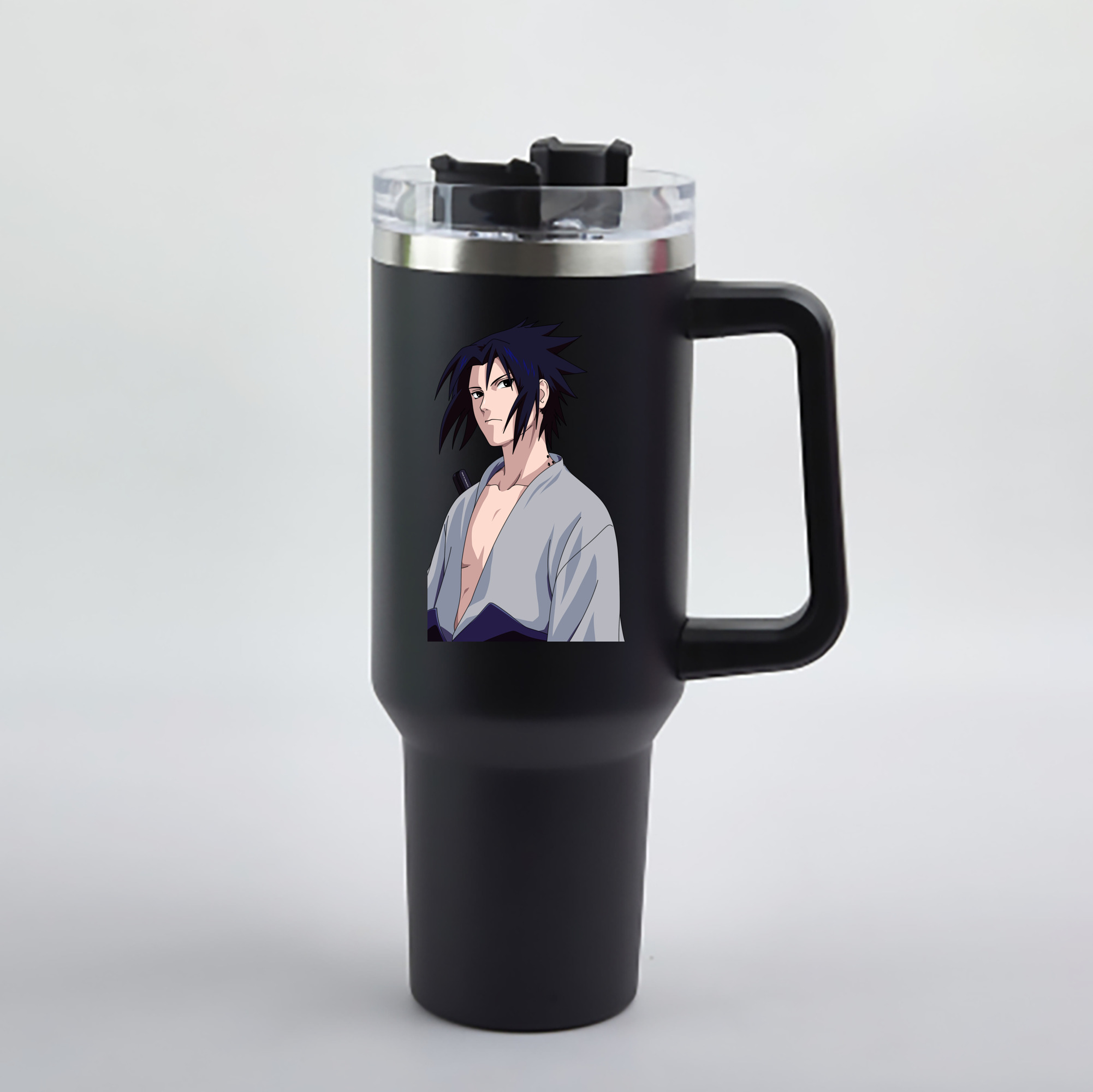 （画像用） NARUTO -ナルト- うちは サスケ Uchiha Sasuke 1200mL車用タンブラー - クリスタルステッカー（プラスチックストロー付き）
