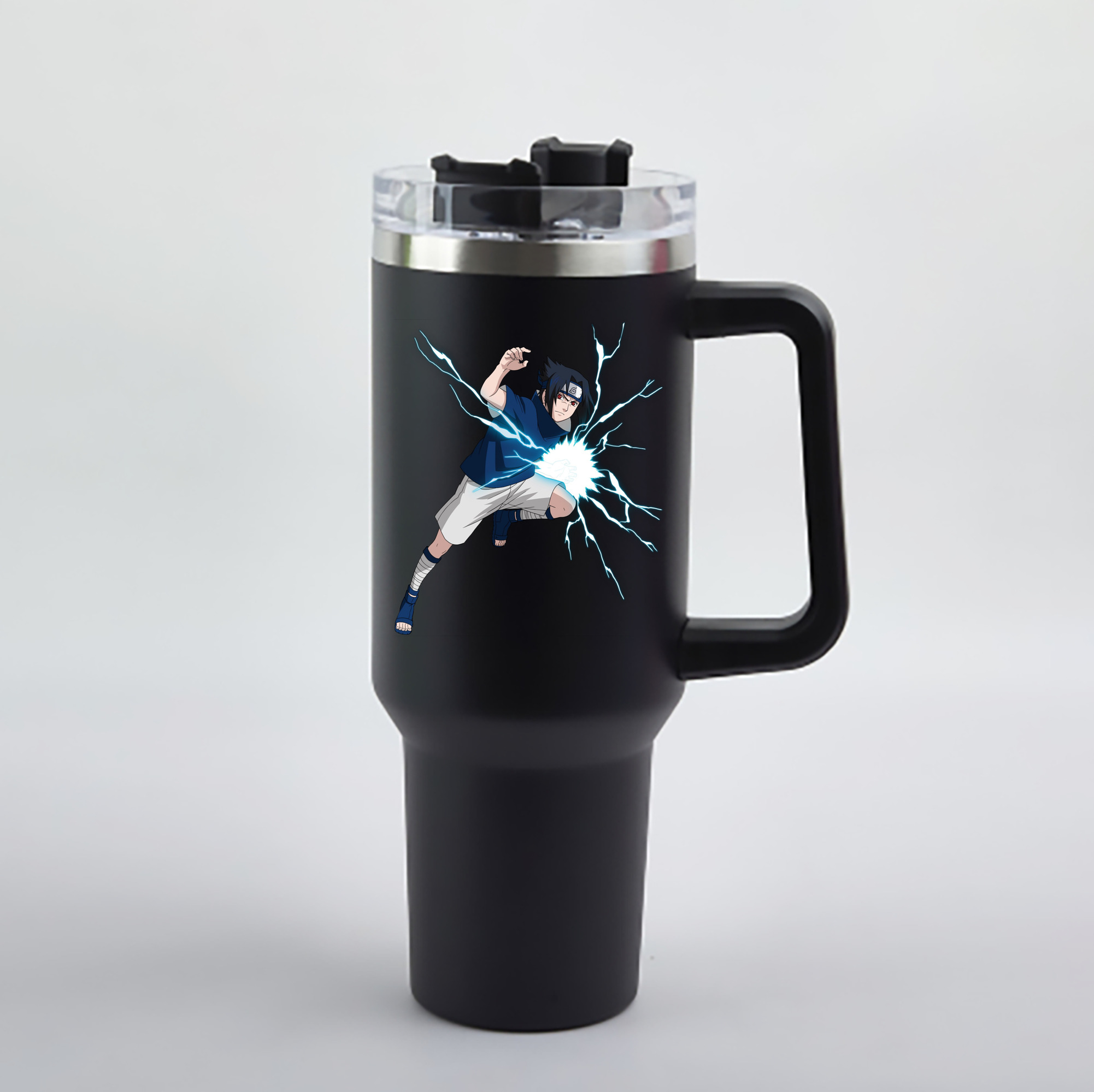 （画像用） NARUTO -ナルト- うちは サスケ Uchiha Sasuke 1200mL車用タンブラー - クリスタルステッカー（プラスチックストロー付き）