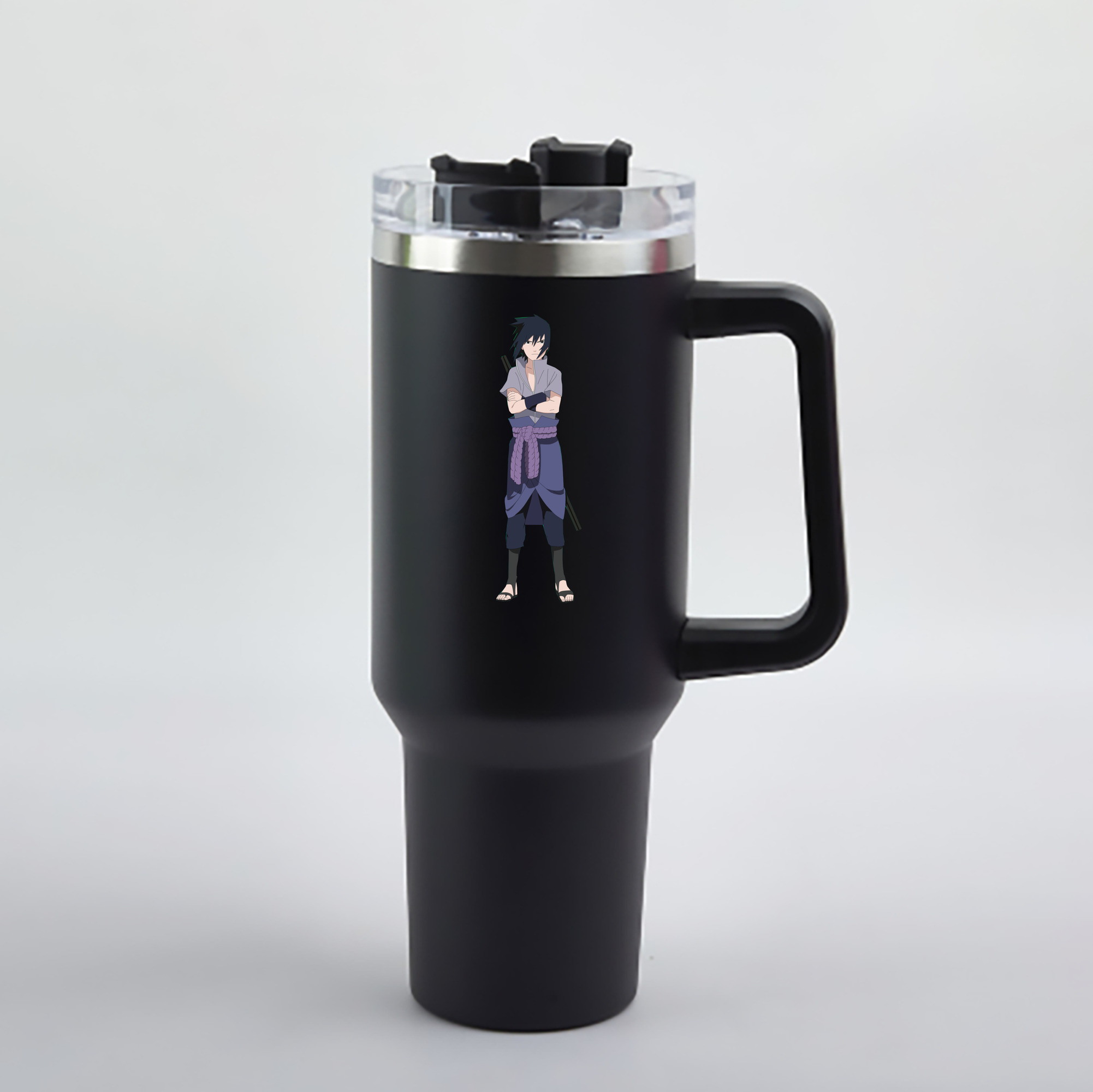 （画像用） NARUTO -ナルト- うちは サスケ Uchiha Sasuke 1200mL車用タンブラー - クリスタルステッカー（プラスチックストロー付き）