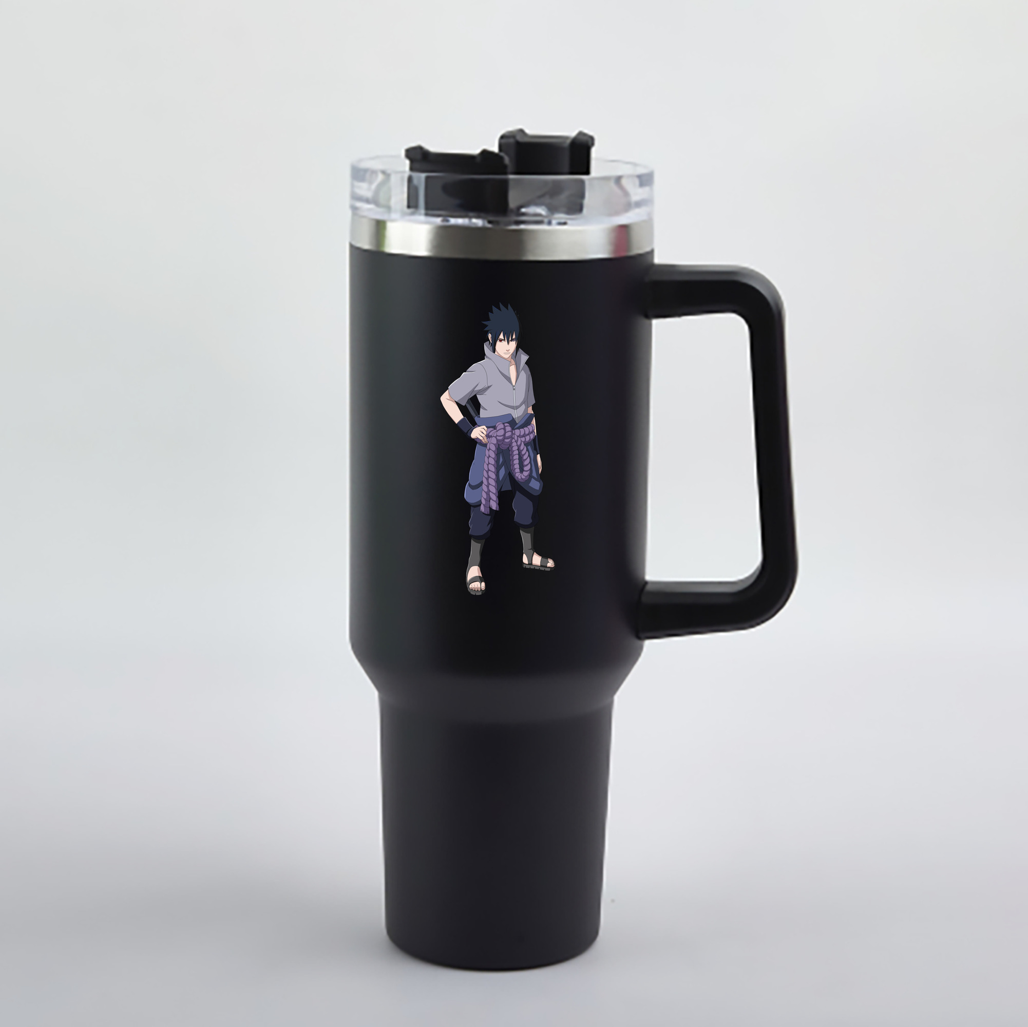 （画像用） NARUTO -ナルト- うちは サスケ Uchiha Sasuke 1200mL車用タンブラー - クリスタルステッカー（プラスチックストロー付き）