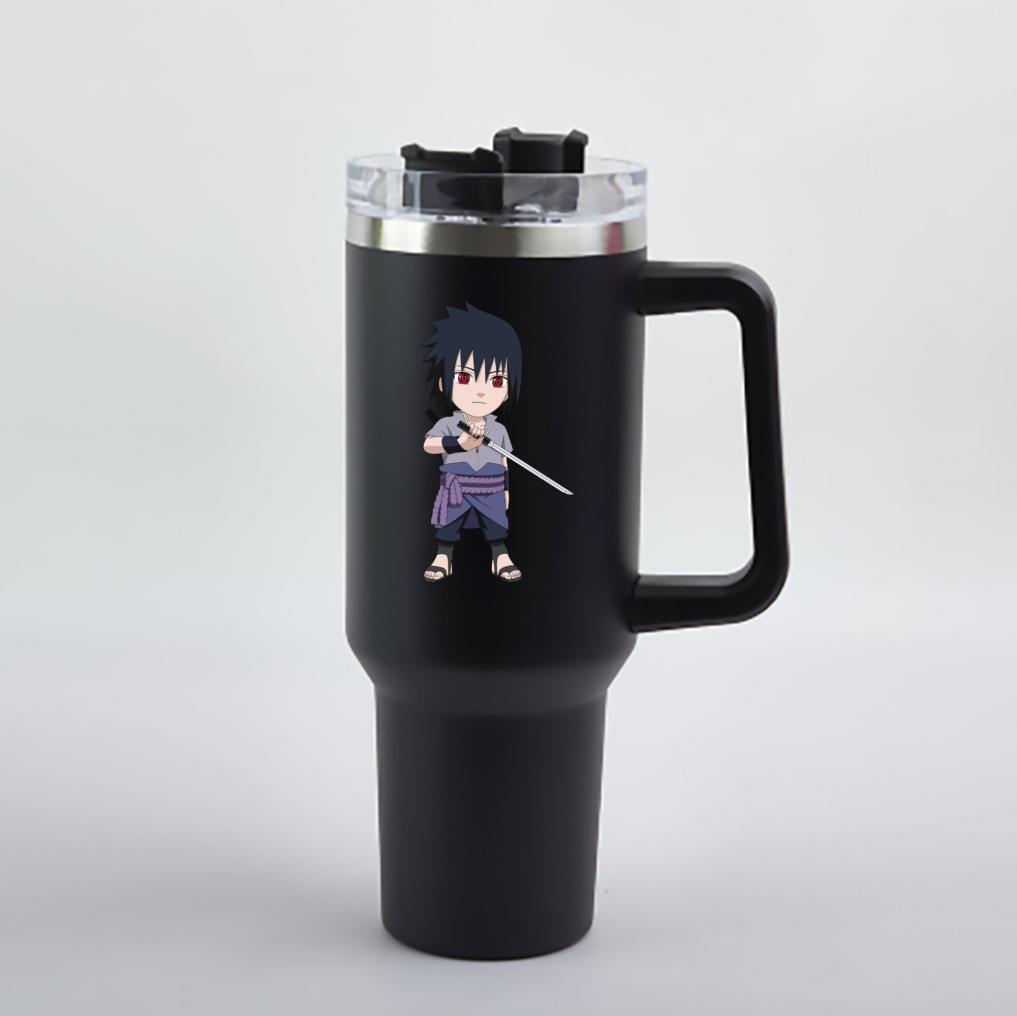 （画像用） NARUTO -ナルト- うちは サスケ Uchiha Sasuke 1200mL車用タンブラー - クリスタルステッカー（プラスチックストロー付き）