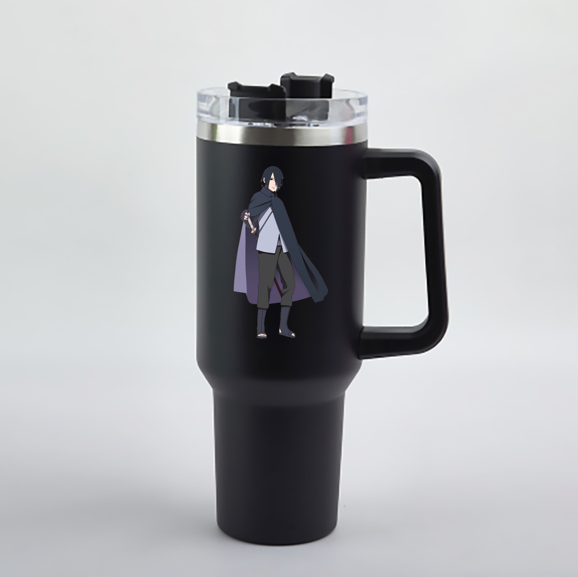 （画像用） NARUTO -ナルト- うちは サスケ Uchiha Sasuke 1200mL車用タンブラー - クリスタルステッカー（プラスチックストロー付き）