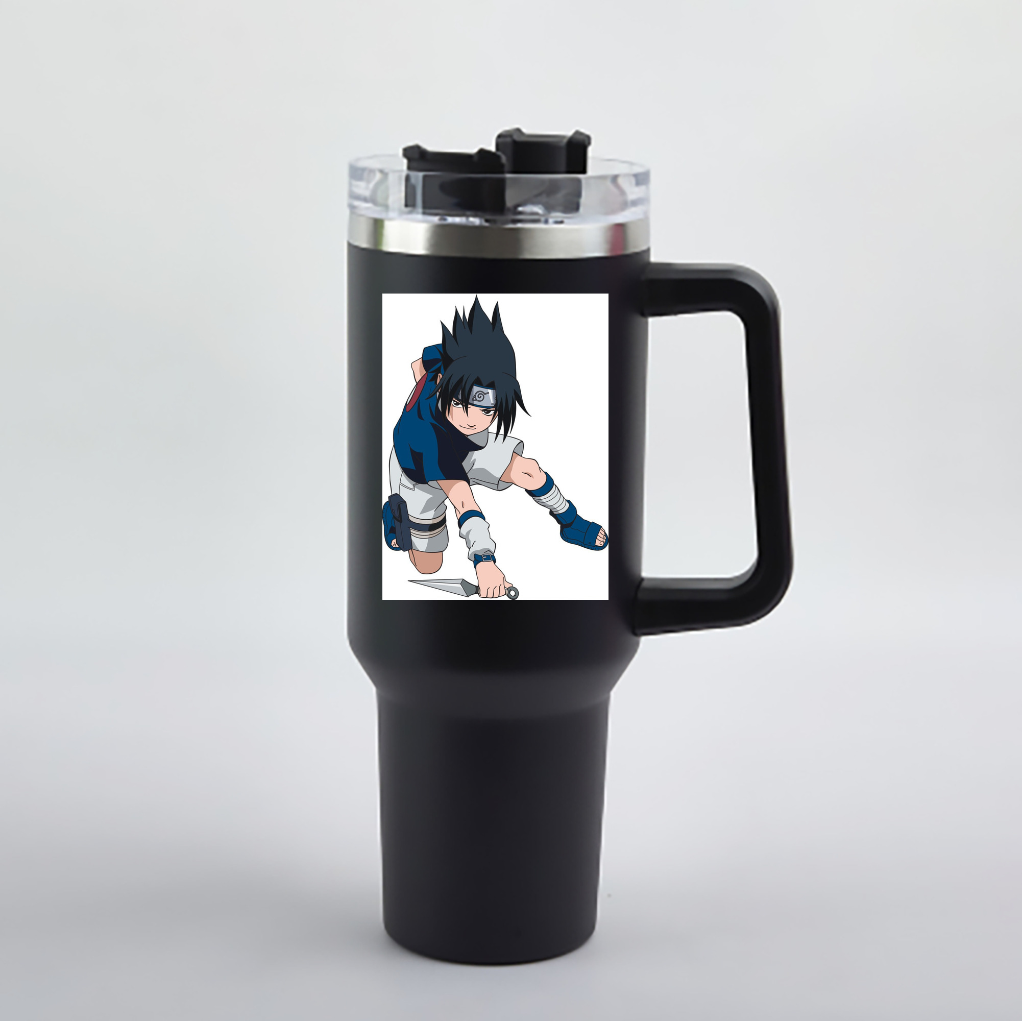（画像用） NARUTO -ナルト- うちは サスケ Uchiha Sasuke 1200mL車用タンブラー - クリスタルステッカー（プラスチックストロー付き）