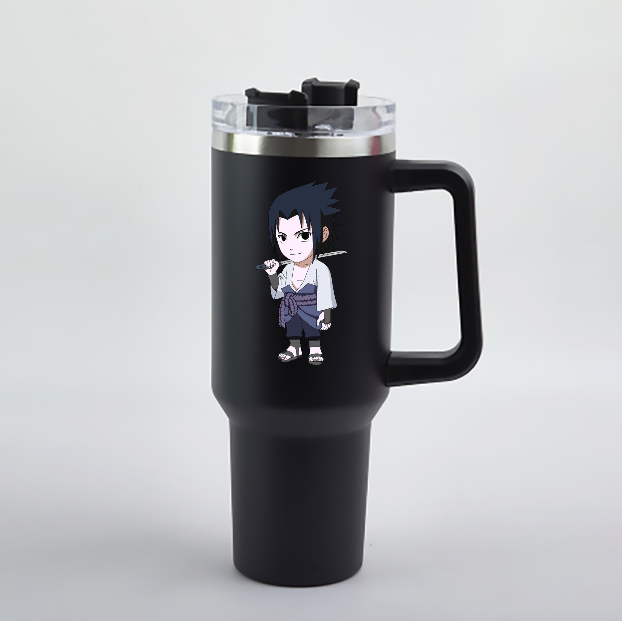 （画像用） NARUTO -ナルト- うちは サスケ Uchiha Sasuke 1200mL車用タンブラー - クリスタルステッカー（プラスチックストロー付き）
