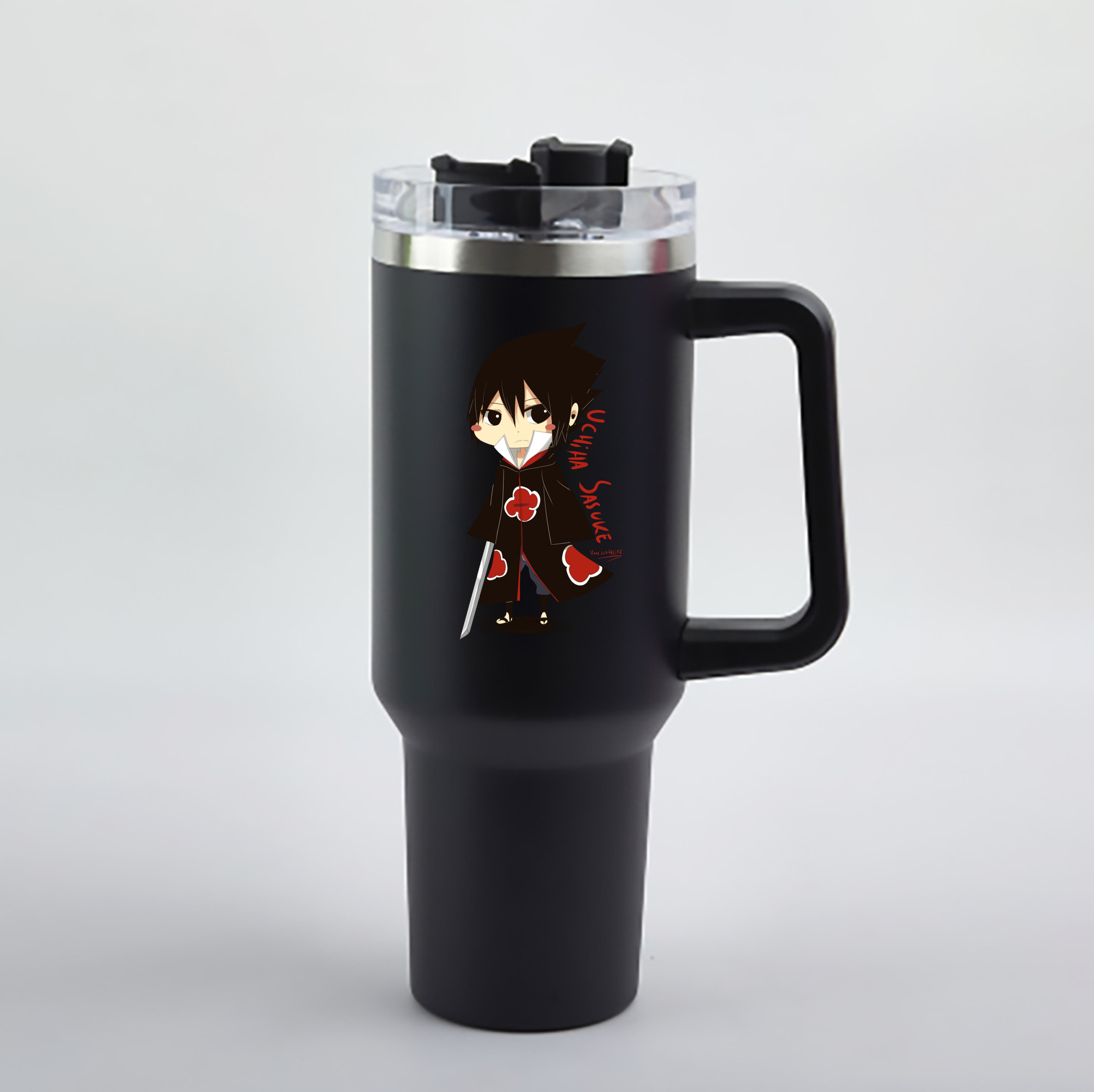 （画像用） NARUTO -ナルト- うちは サスケ Uchiha Sasuke 1200mL車用タンブラー - クリスタルステッカー（プラスチックストロー付き）