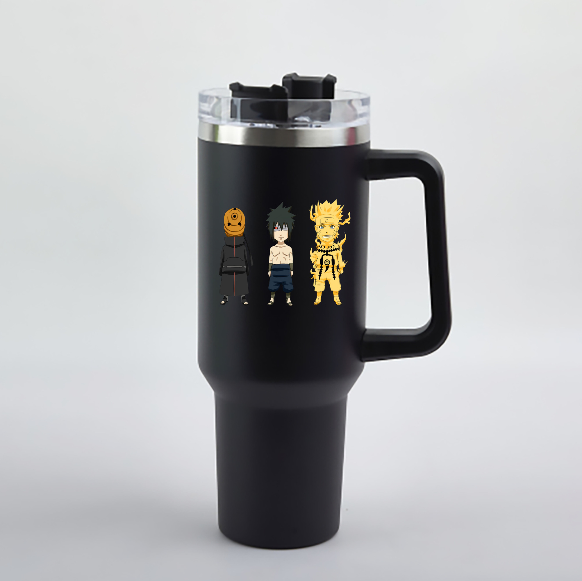 （画像用） NARUTO -ナルト- うちは サスケ Uchiha Sasuke 1200mL車用タンブラー - クリスタルステッカー（プラスチックストロー付き）