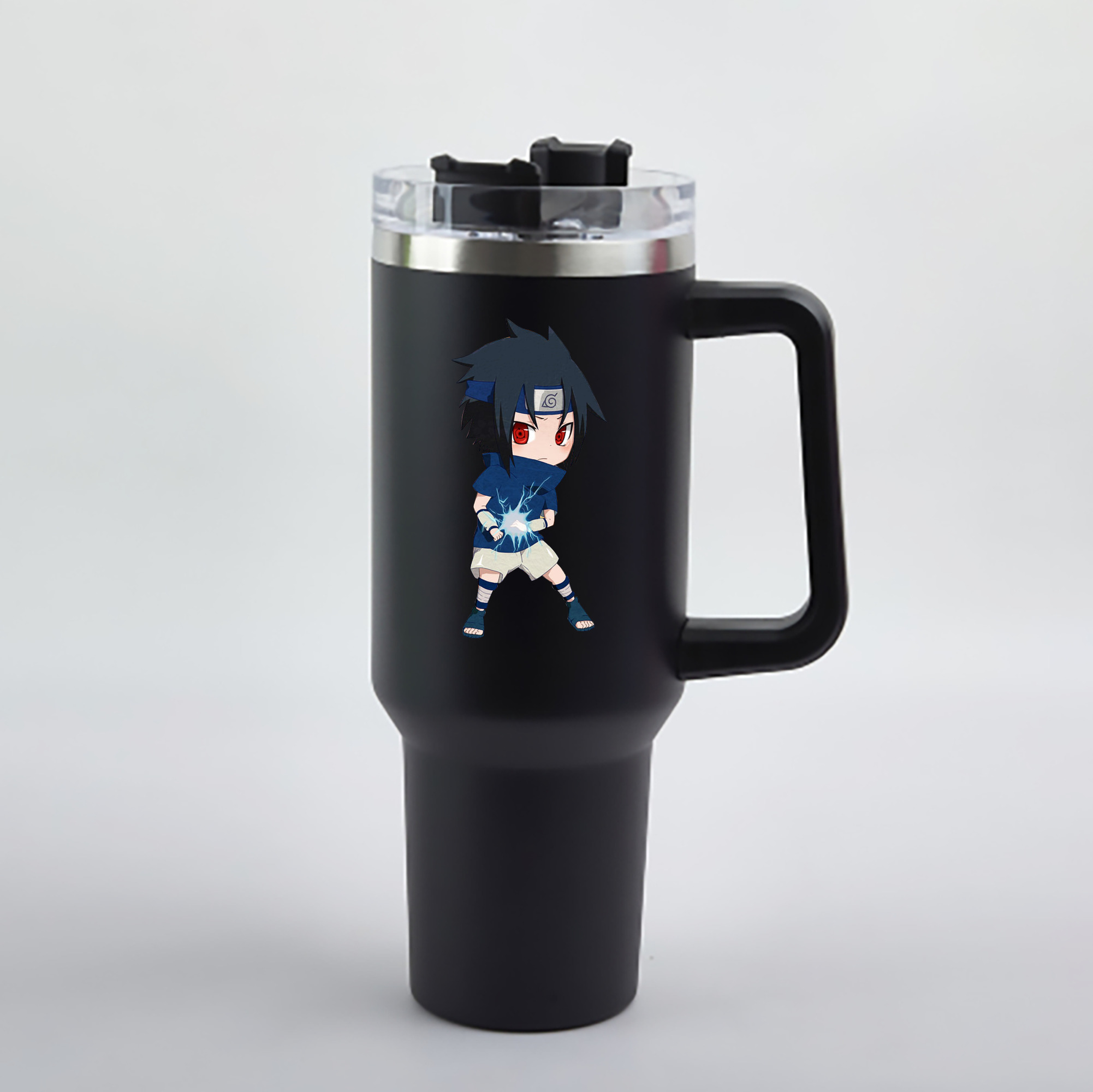 （画像用） NARUTO -ナルト- うちは サスケ Uchiha Sasuke 1200mL車用タンブラー - クリスタルステッカー（プラスチックストロー付き）