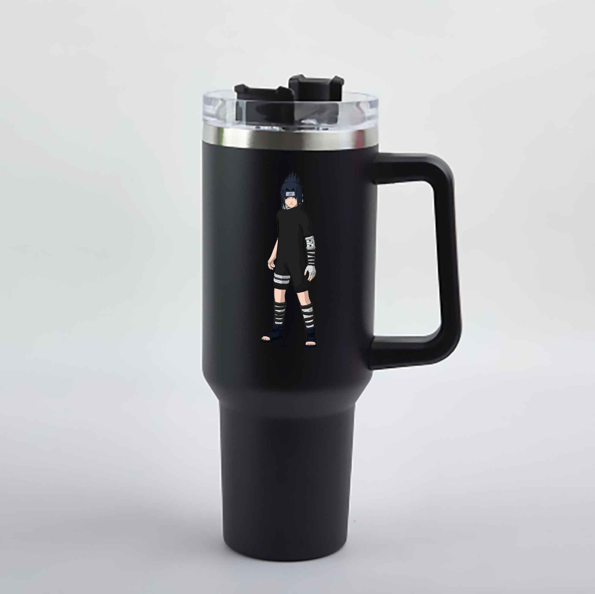 （画像用） NARUTO -ナルト- うちは サスケ Uchiha Sasuke 1200mL車用タンブラー - クリスタルステッカー（プラスチックストロー付き）