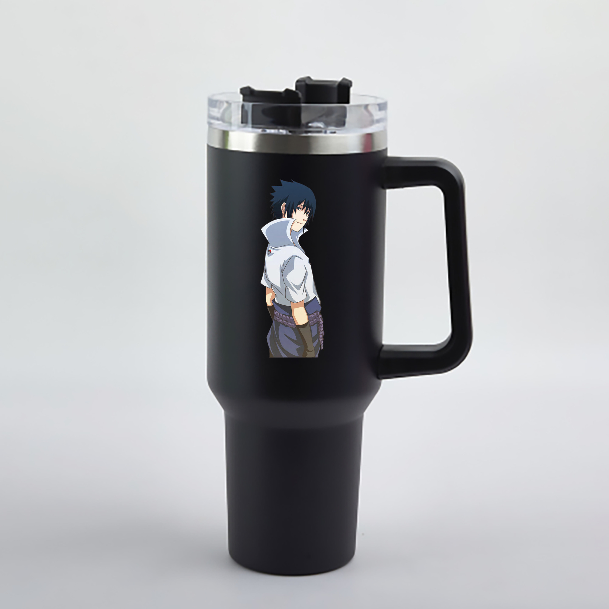 （画像用） NARUTO -ナルト- うちは サスケ Uchiha Sasuke 1200mL車用タンブラー - クリスタルステッカー（プラスチックストロー付き）