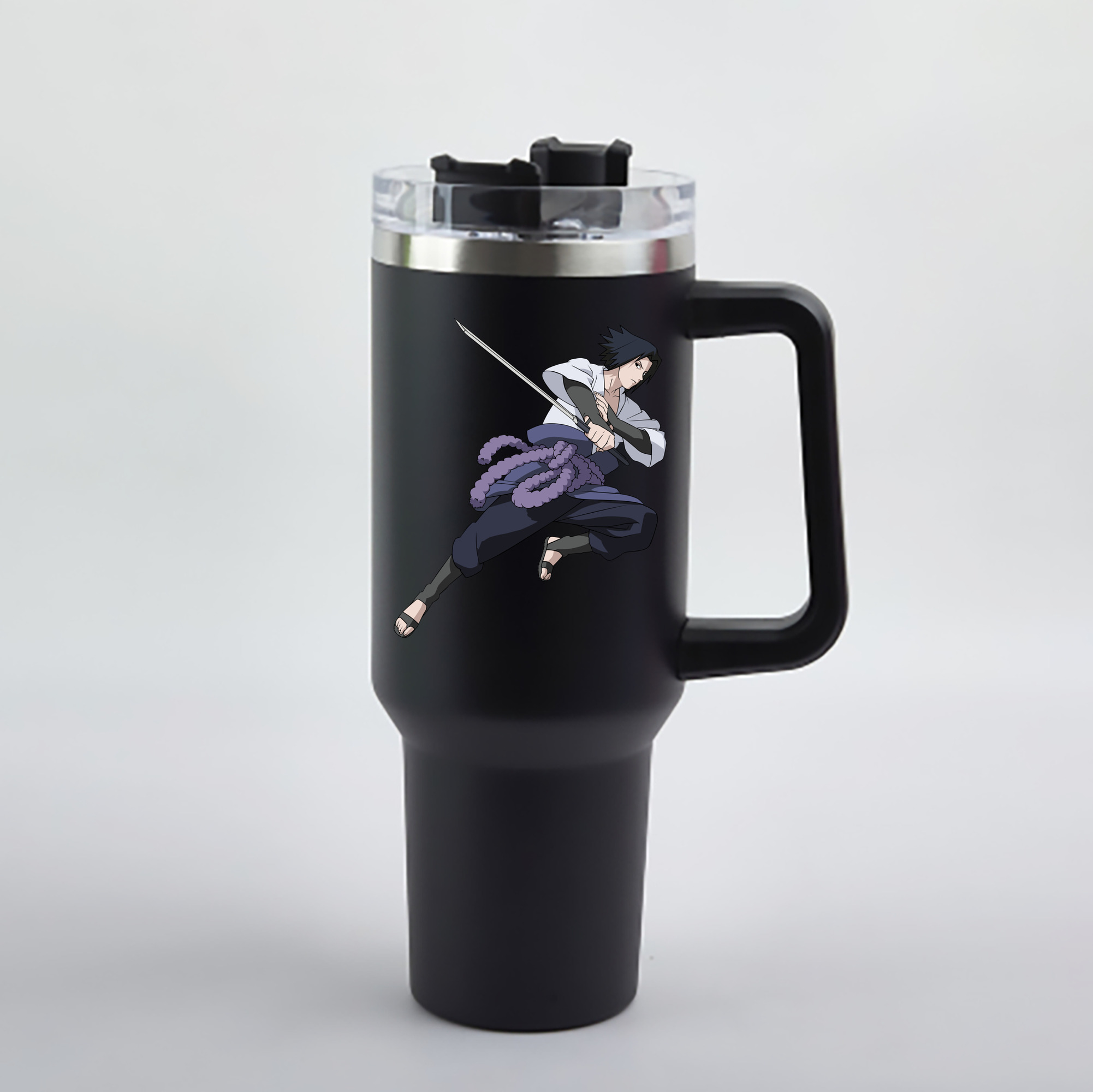（画像用） NARUTO -ナルト- うちは サスケ Uchiha Sasuke 1200mL車用タンブラー - クリスタルステッカー（プラスチックストロー付き）