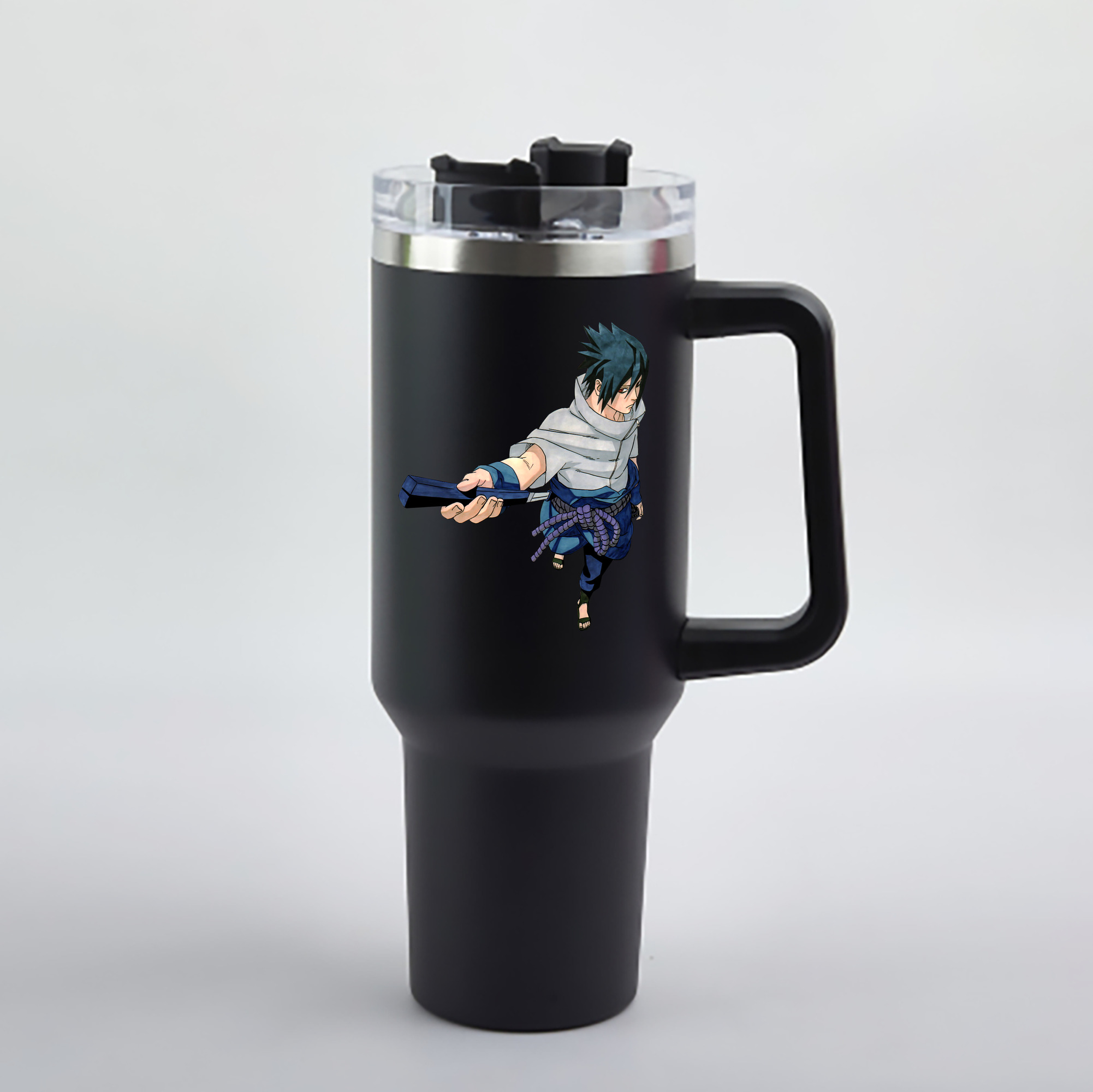 （画像用） NARUTO -ナルト- うちは サスケ Uchiha Sasuke 1200mL車用タンブラー - クリスタルステッカー（プラスチックストロー付き）