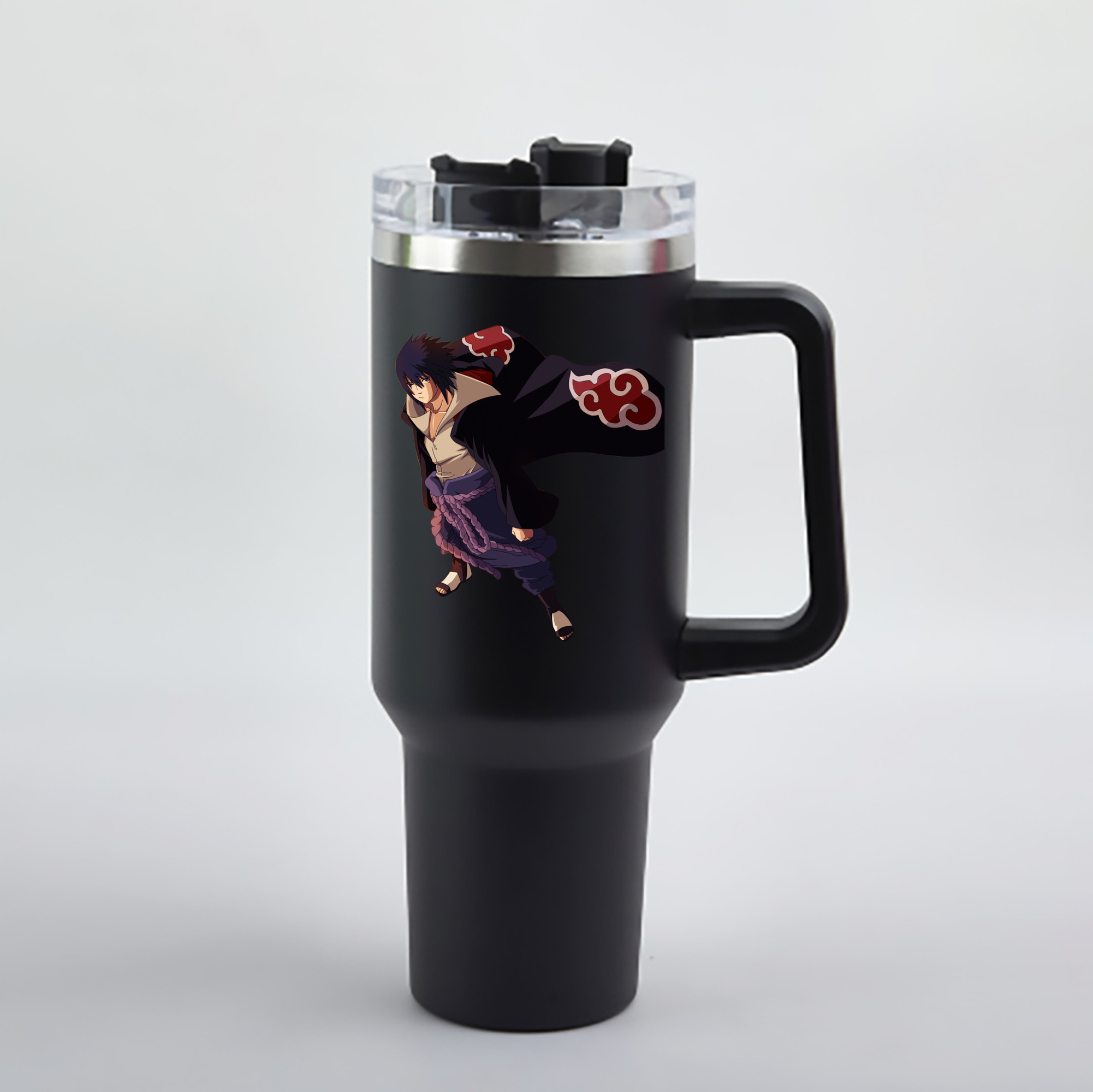 （画像用） NARUTO -ナルト- うちは サスケ Uchiha Sasuke 1200mL車用タンブラー - クリスタルステッカー（プラスチックストロー付き）