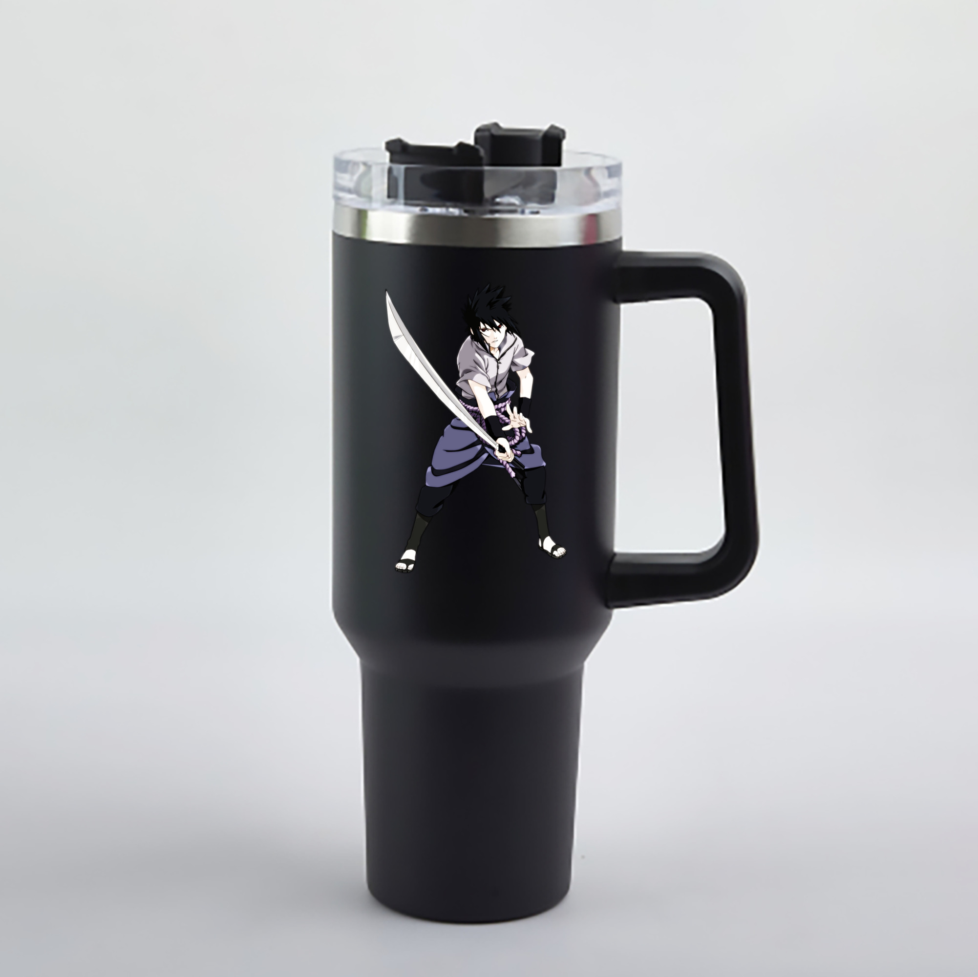 （画像用） NARUTO -ナルト- うちは サスケ Uchiha Sasuke 1200mL車用タンブラー - クリスタルステッカー（プラスチックストロー付き）