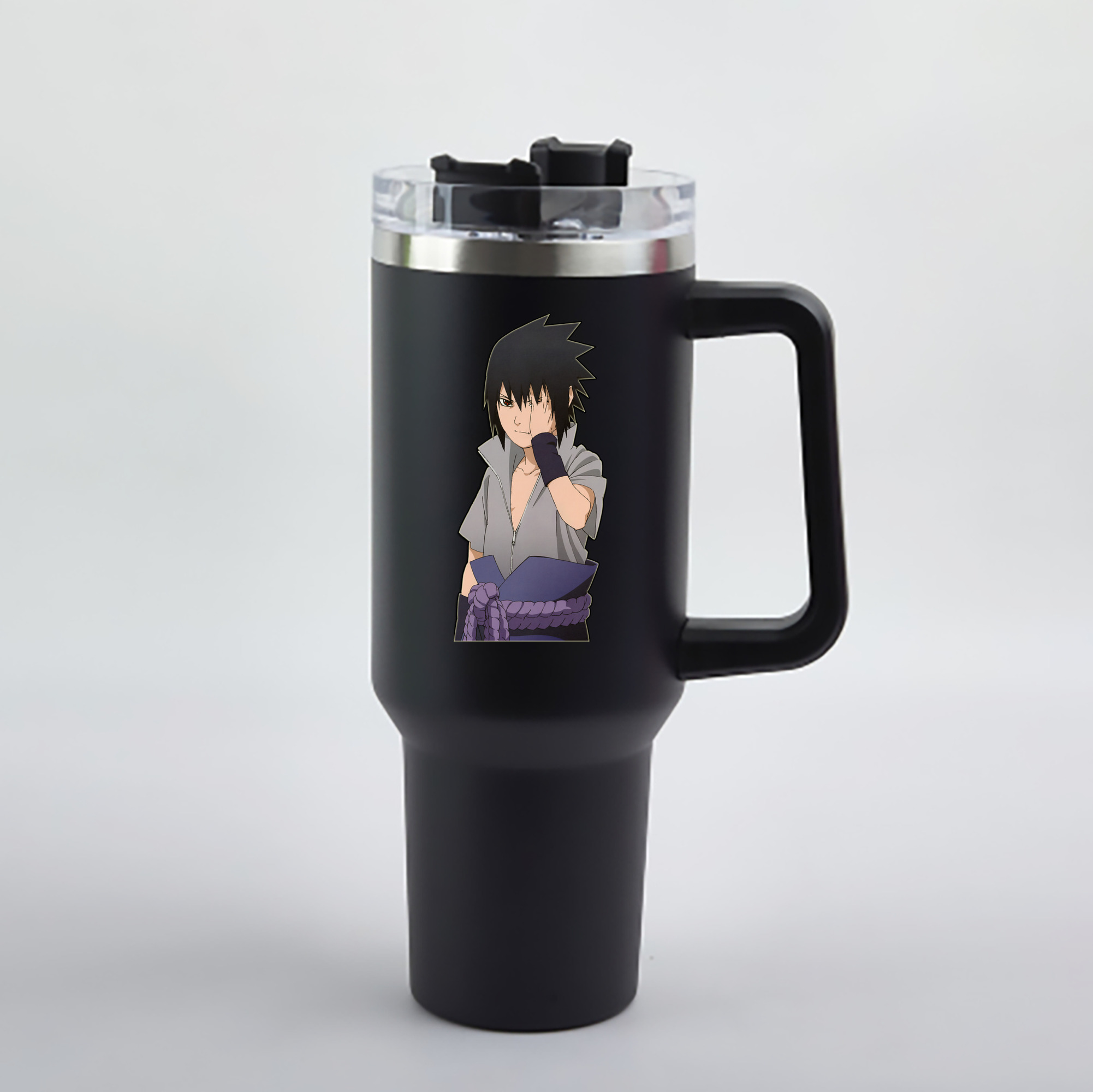 （画像用） NARUTO -ナルト- うちは サスケ Uchiha Sasuke 1200mL車用タンブラー - クリスタルステッカー（プラスチックストロー付き）