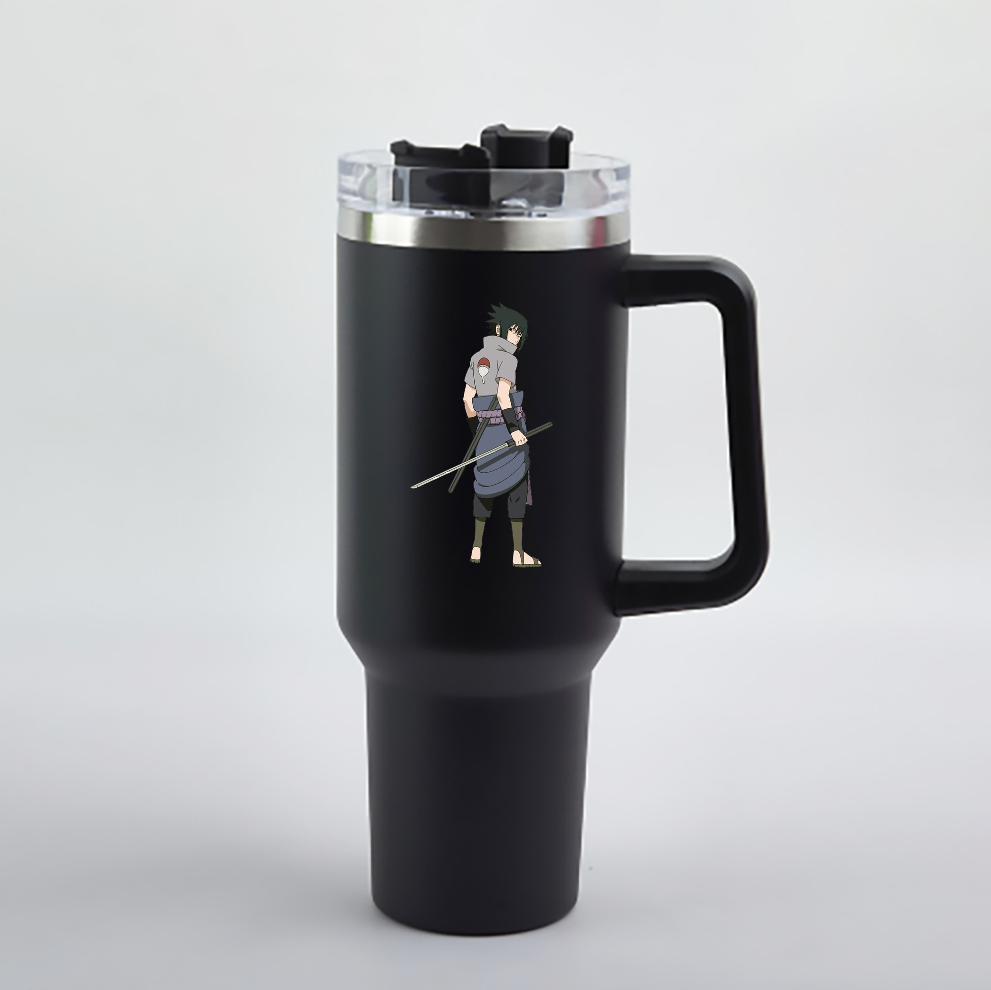 （画像用） NARUTO -ナルト- うちは サスケ Uchiha Sasuke 1200mL車用タンブラー - クリスタルステッカー（プラスチックストロー付き）