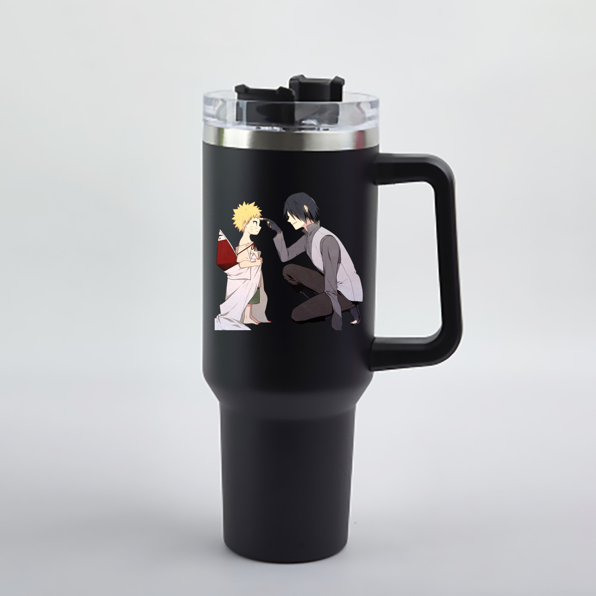 （画像用） NARUTO -ナルト- うちは サスケ Uchiha Sasuke 1200mL車用タンブラー - クリスタルステッカー（プラスチックストロー付き）
