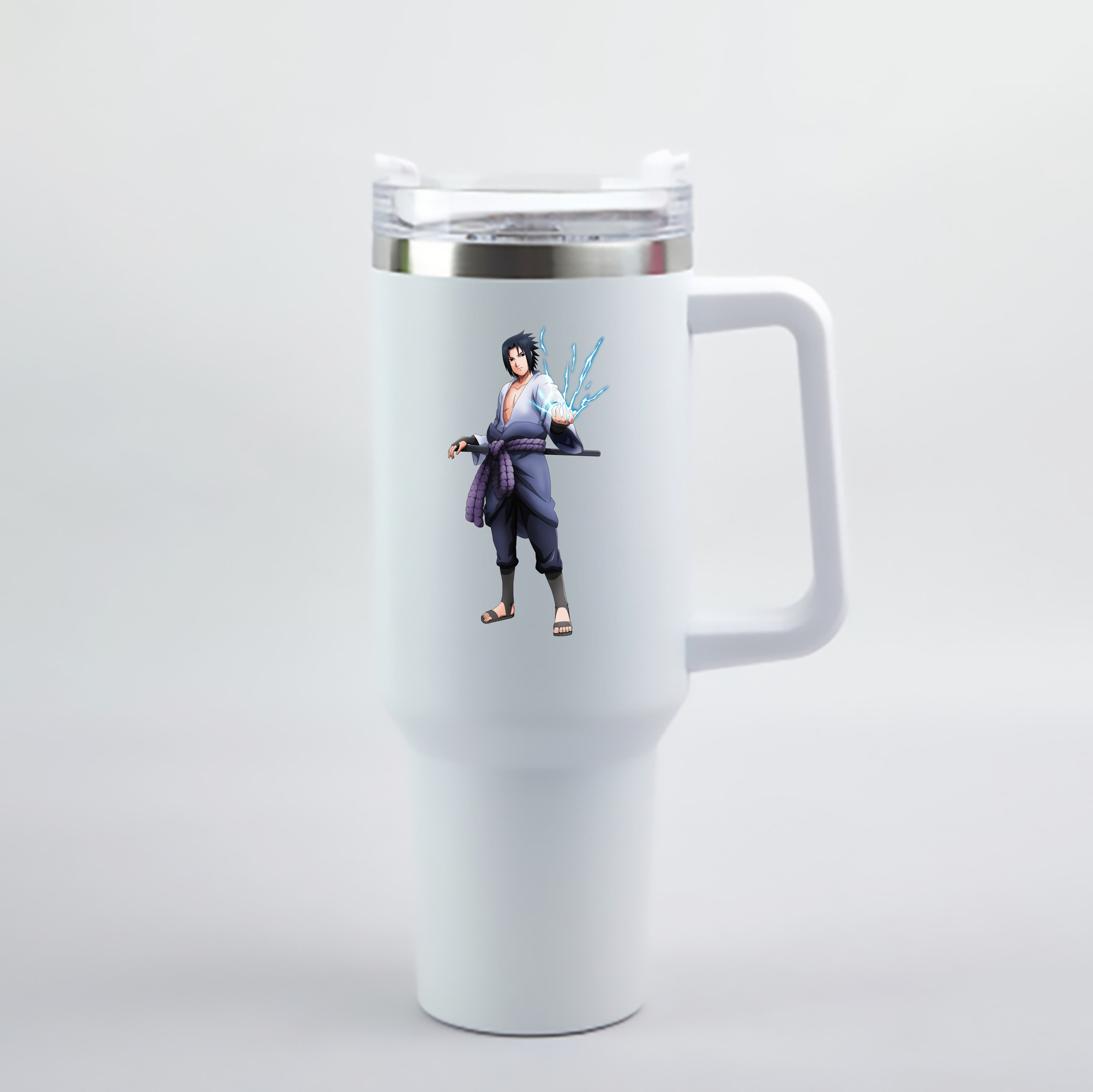 （画像用） NARUTO -ナルト- うちは サスケ Uchiha Sasuke 1200mL車用タンブラー - クリスタルステッカー（プラスチックストロー付き）