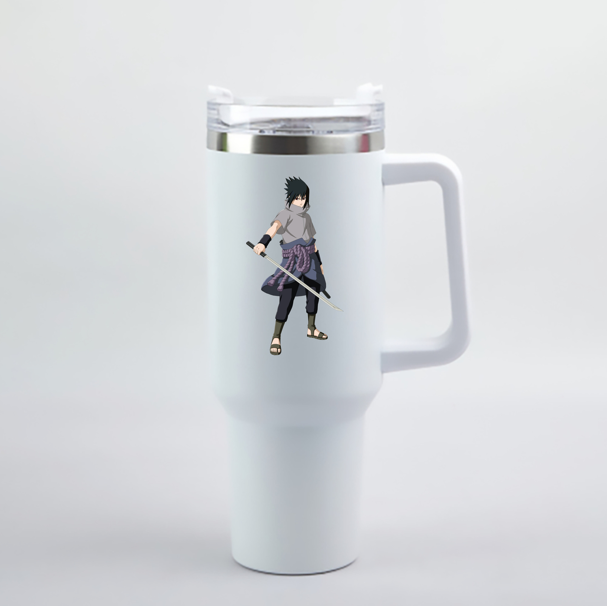 （画像用） NARUTO -ナルト- うちは サスケ Uchiha Sasuke 1200mL車用タンブラー - クリスタルステッカー（プラスチックストロー付き）